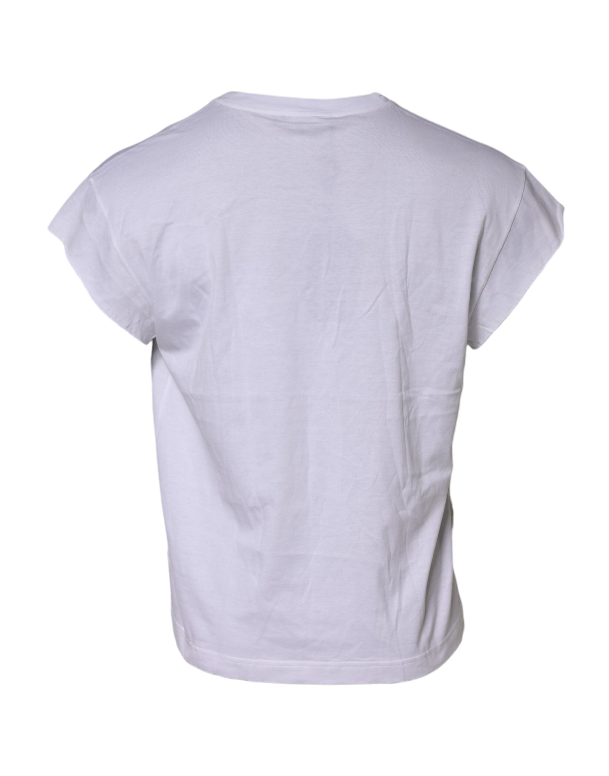 Dolce & Gabbana Weißes T-Shirt mit Logo-Stickerei und Rundhalsausschnitt