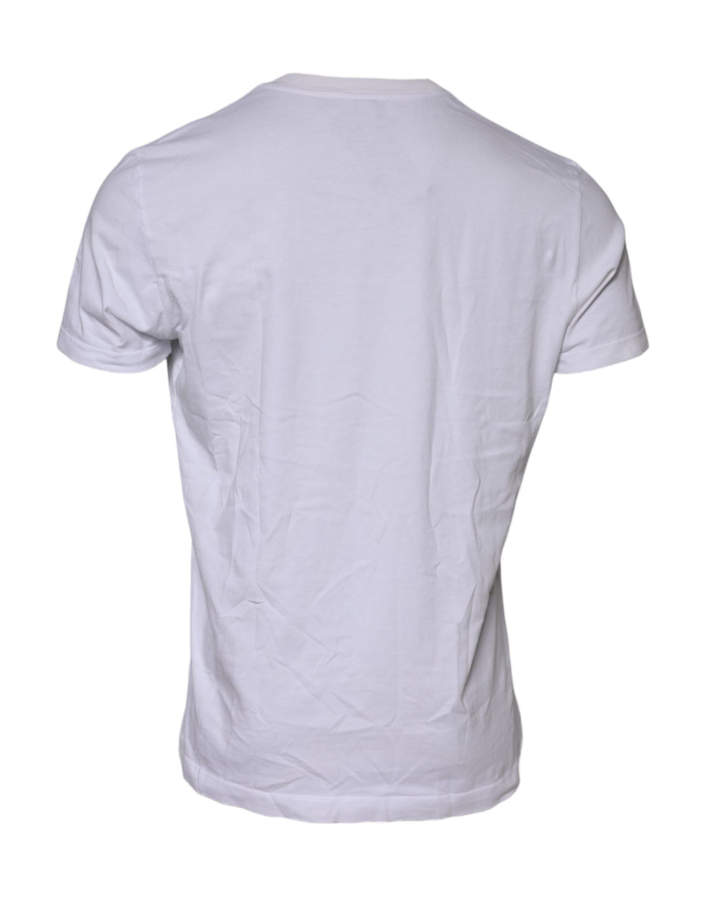 Dolce & Gabbana Weißes T-Shirt mit Rundhalsausschnitt und Logo-Patch aus Baumwolle