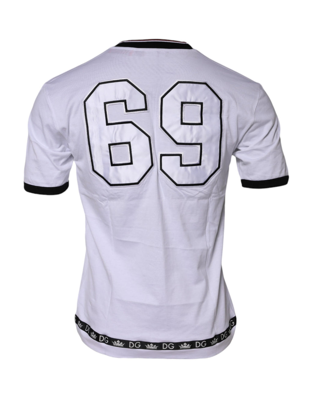 Dolce & Gabbana Weißes Baumwoll-T-Shirt mit Kronenkönig-Stickerei