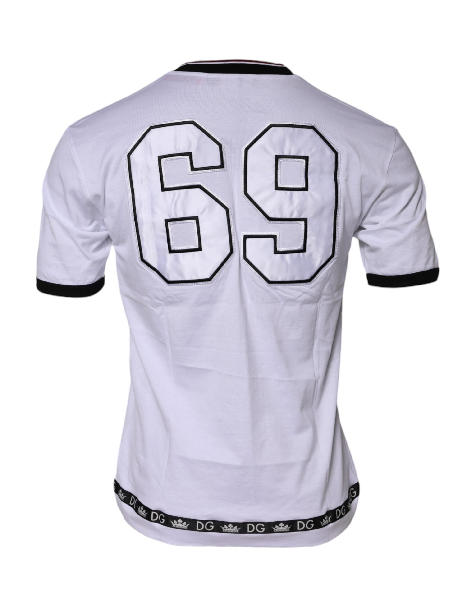 Dolce & Gabbana Weißes Baumwoll-T-Shirt mit Kronenkönig-Stickerei