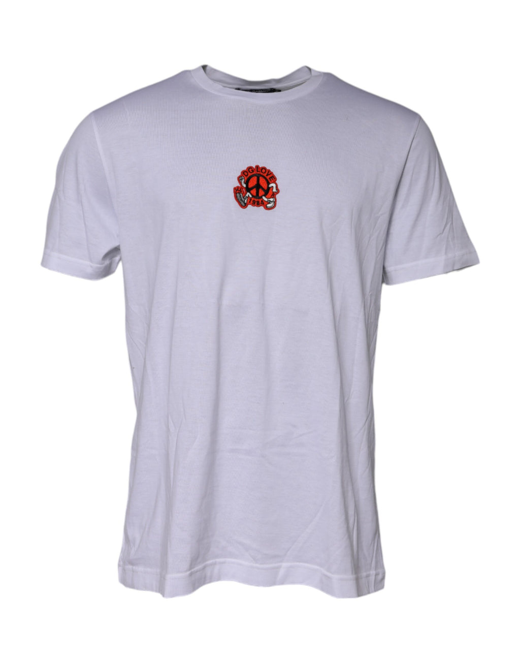 Dolce & Gabbana Weißes DG LOVE Patch-T-Shirt mit kurzen Ärmeln