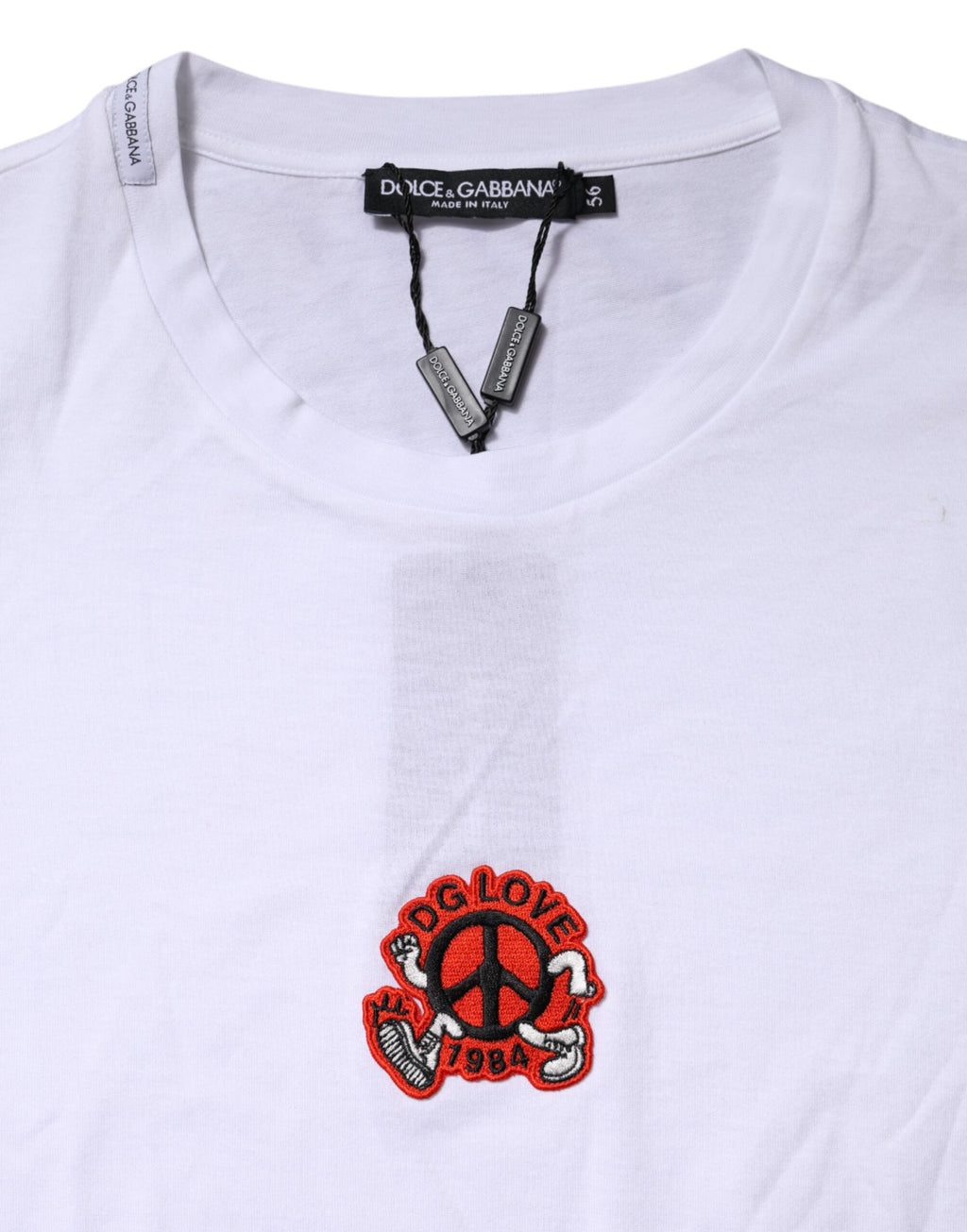 Dolce & Gabbana Weißes DG LOVE Patch-T-Shirt mit kurzen Ärmeln