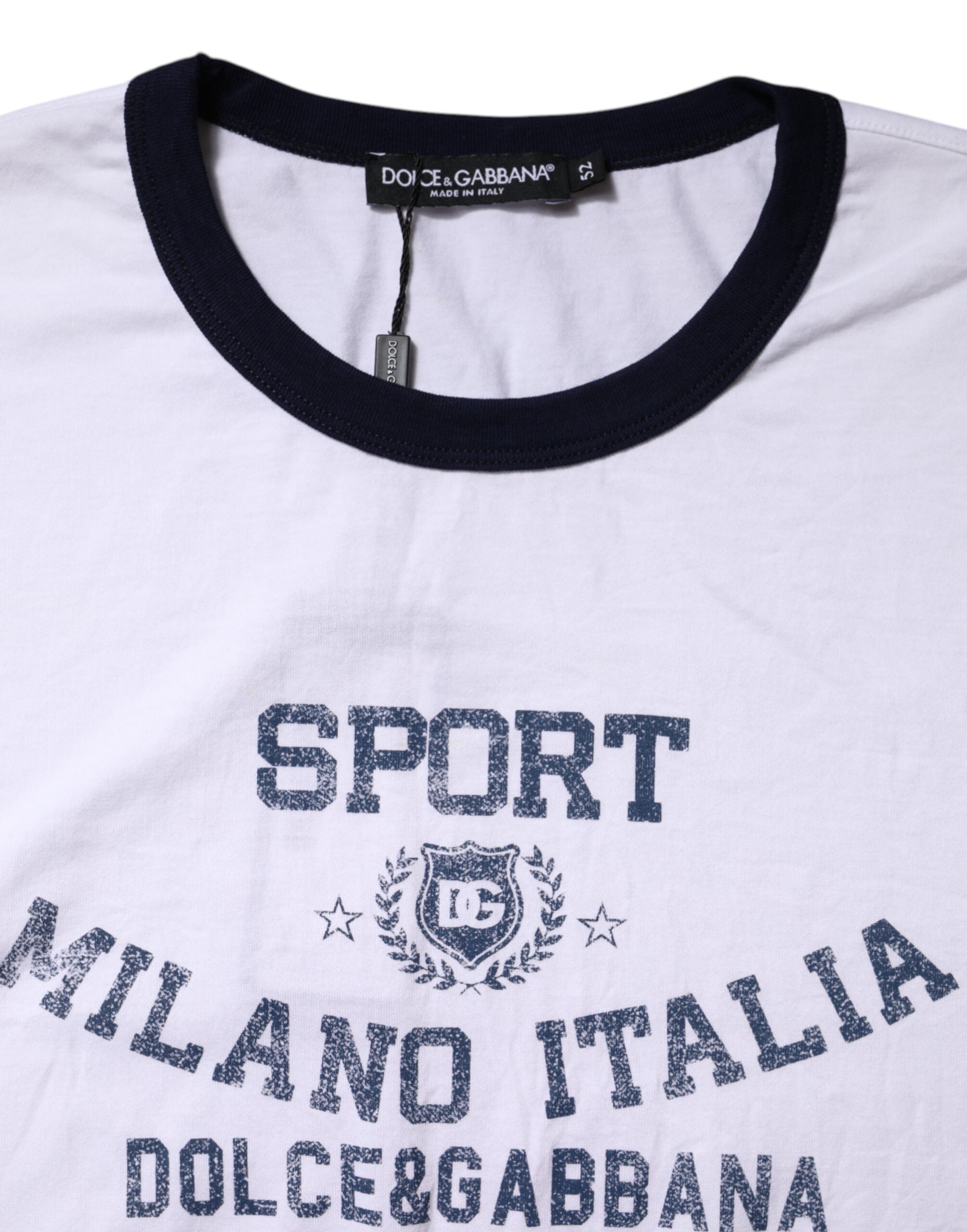 Dolce & Gabbana Weißes DG Logo Print Kurzarm-T-Shirt