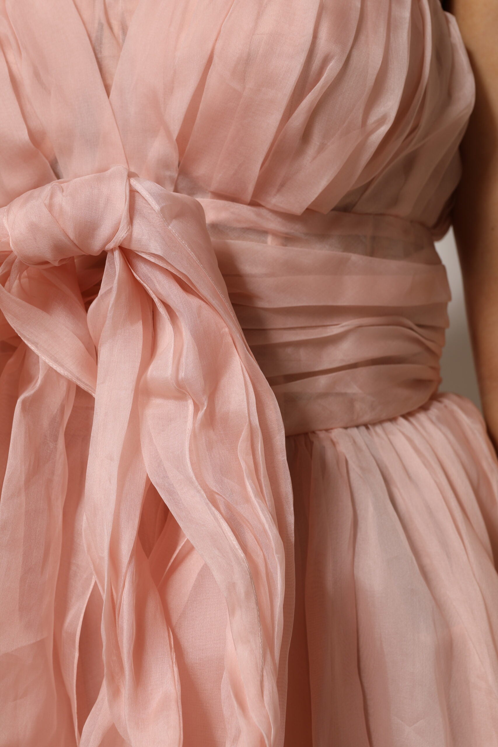 Dolce & Gabbana Rosa Seidenchiffon A-Linie plissiertes Midikleid