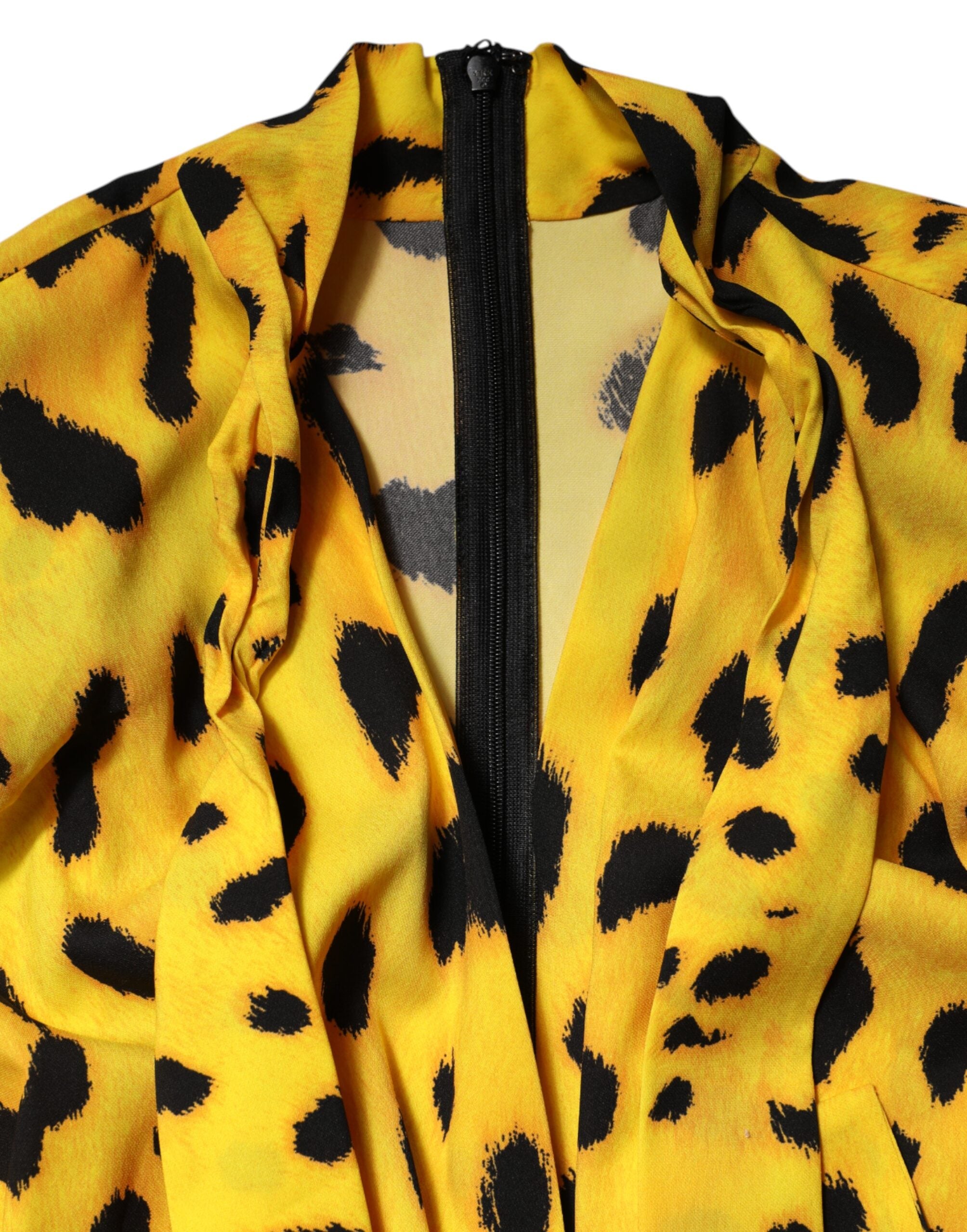 Dolce & Gabbana Gelber Leopard Langärmeliger Jumpsuit Kleid