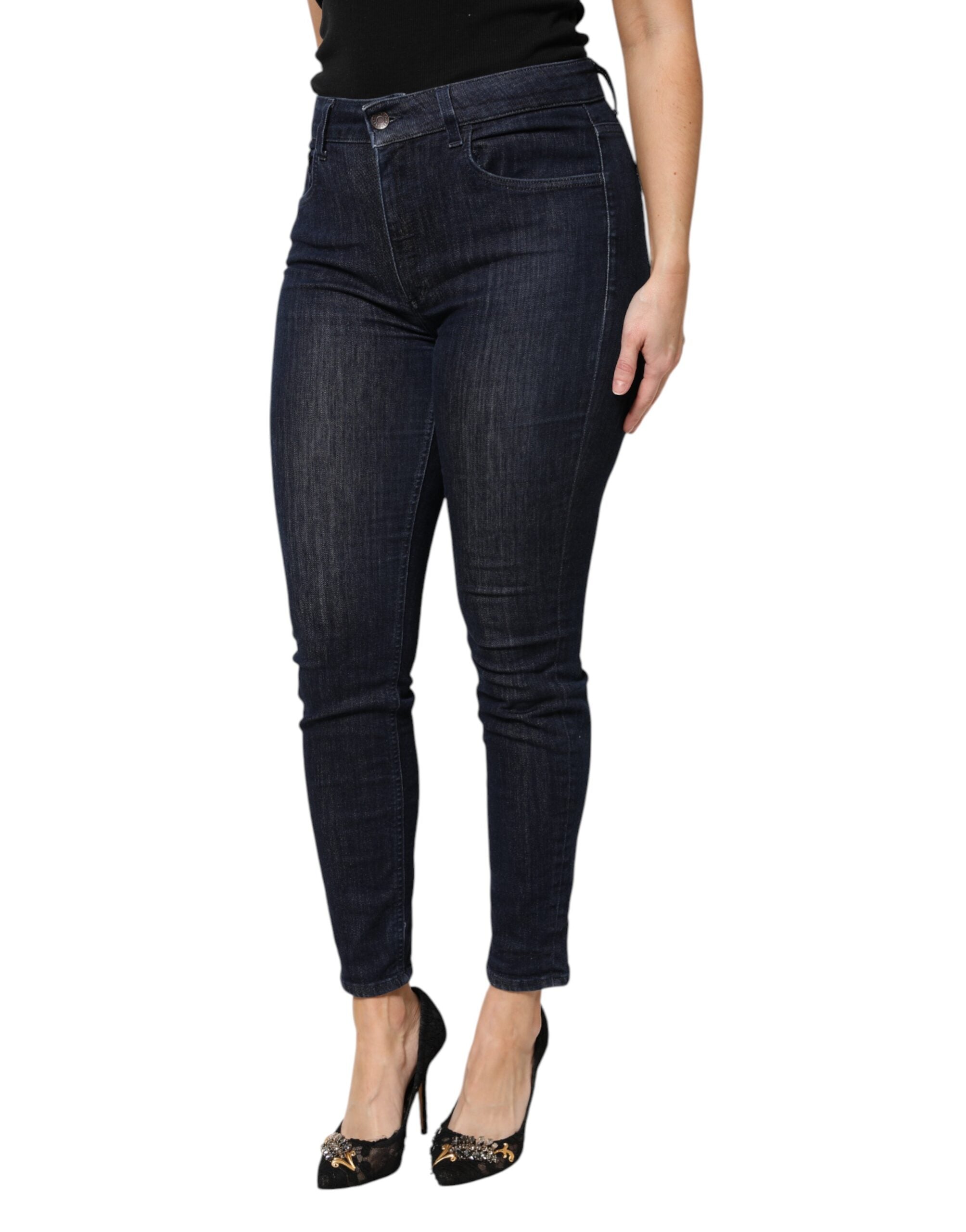 Dolce & Gabbana Dunkelblaue Baumwoll-Skinny-Cropped-Denim-Jeans