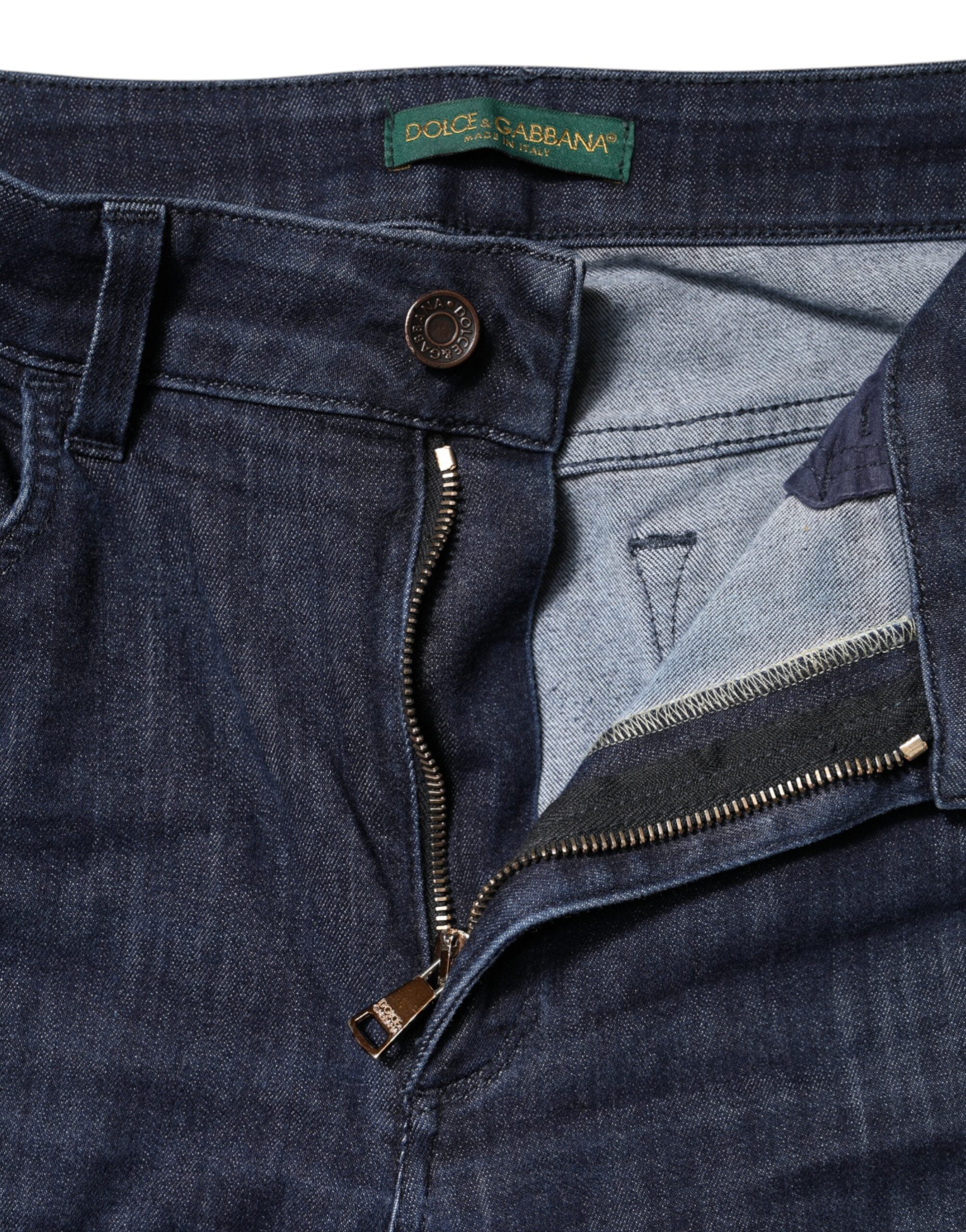 Dolce & Gabbana Dunkelblaue Baumwoll-Skinny-Cropped-Denim-Jeans