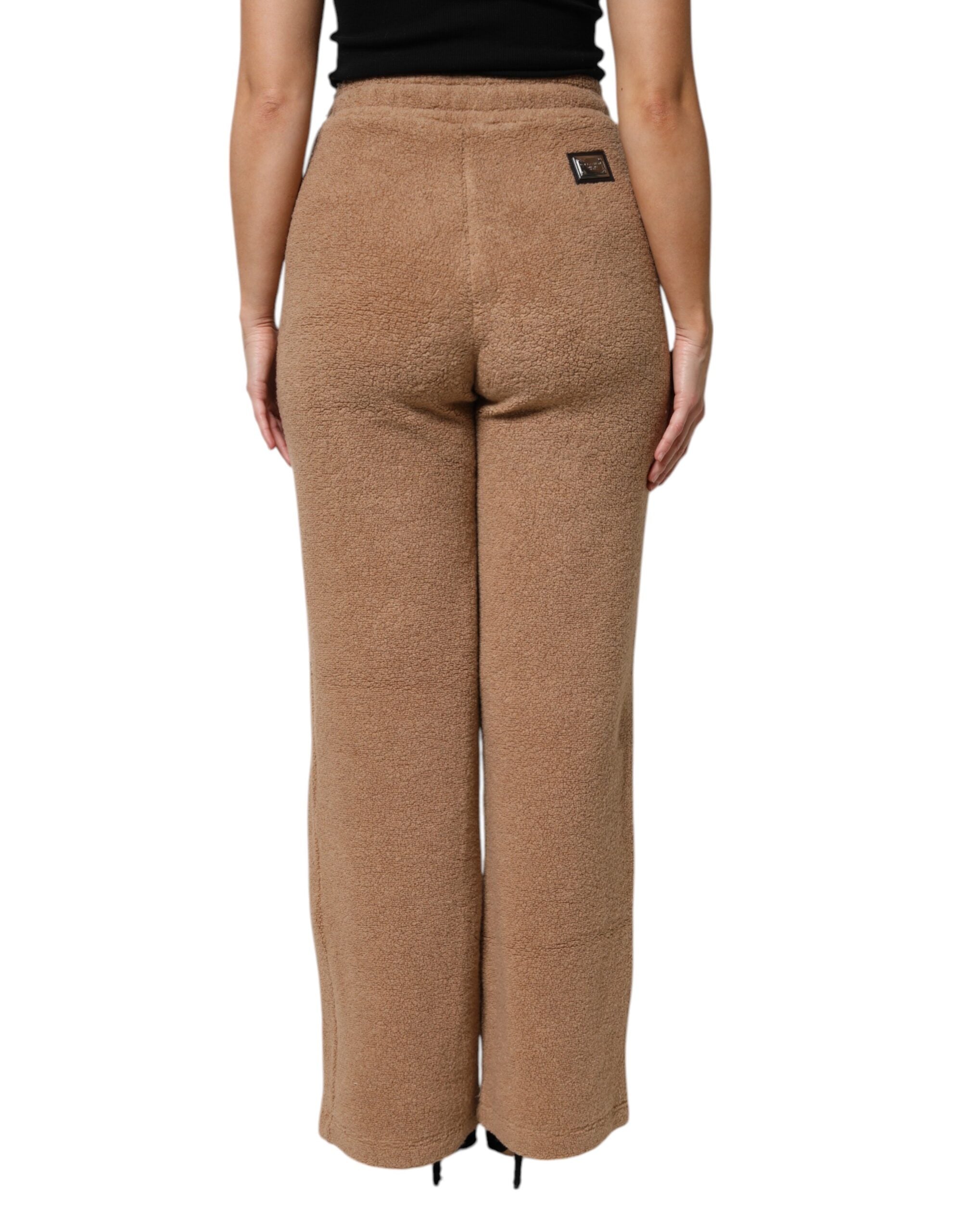 Dolce & Gabbana Braune Logo-Plakette Sweatpants Gerade Hose
