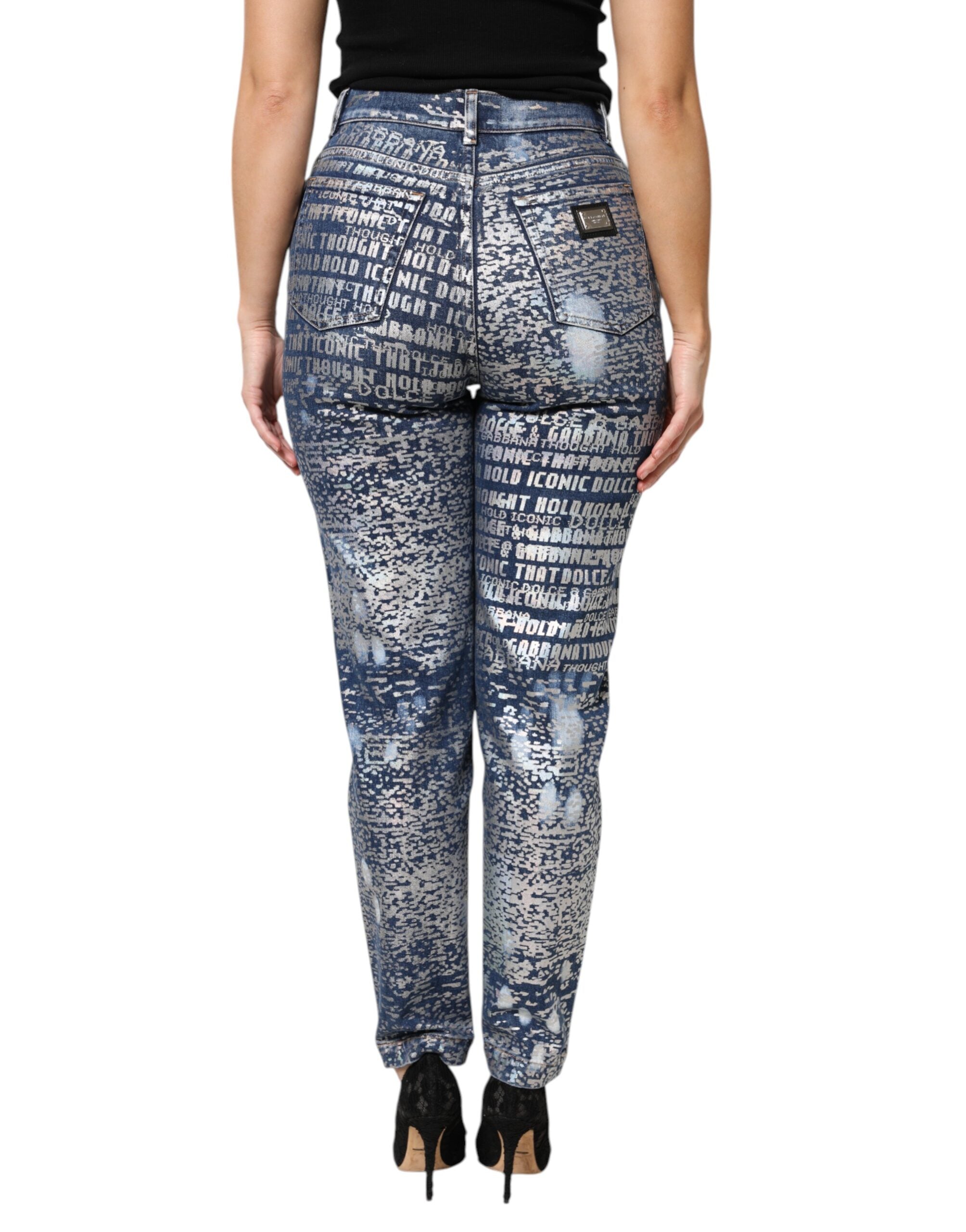 Dolce & Gabbana Blaue, gewaschene Denim-Jeans mit hoher Taille