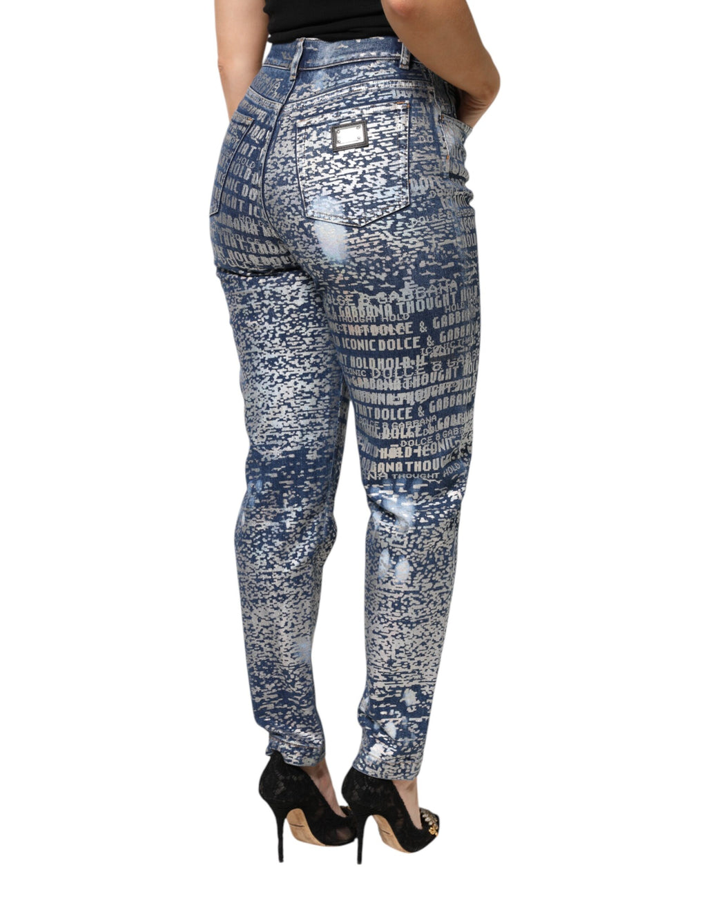 Dolce & Gabbana Blaue, gewaschene Denim-Jeans mit hoher Taille