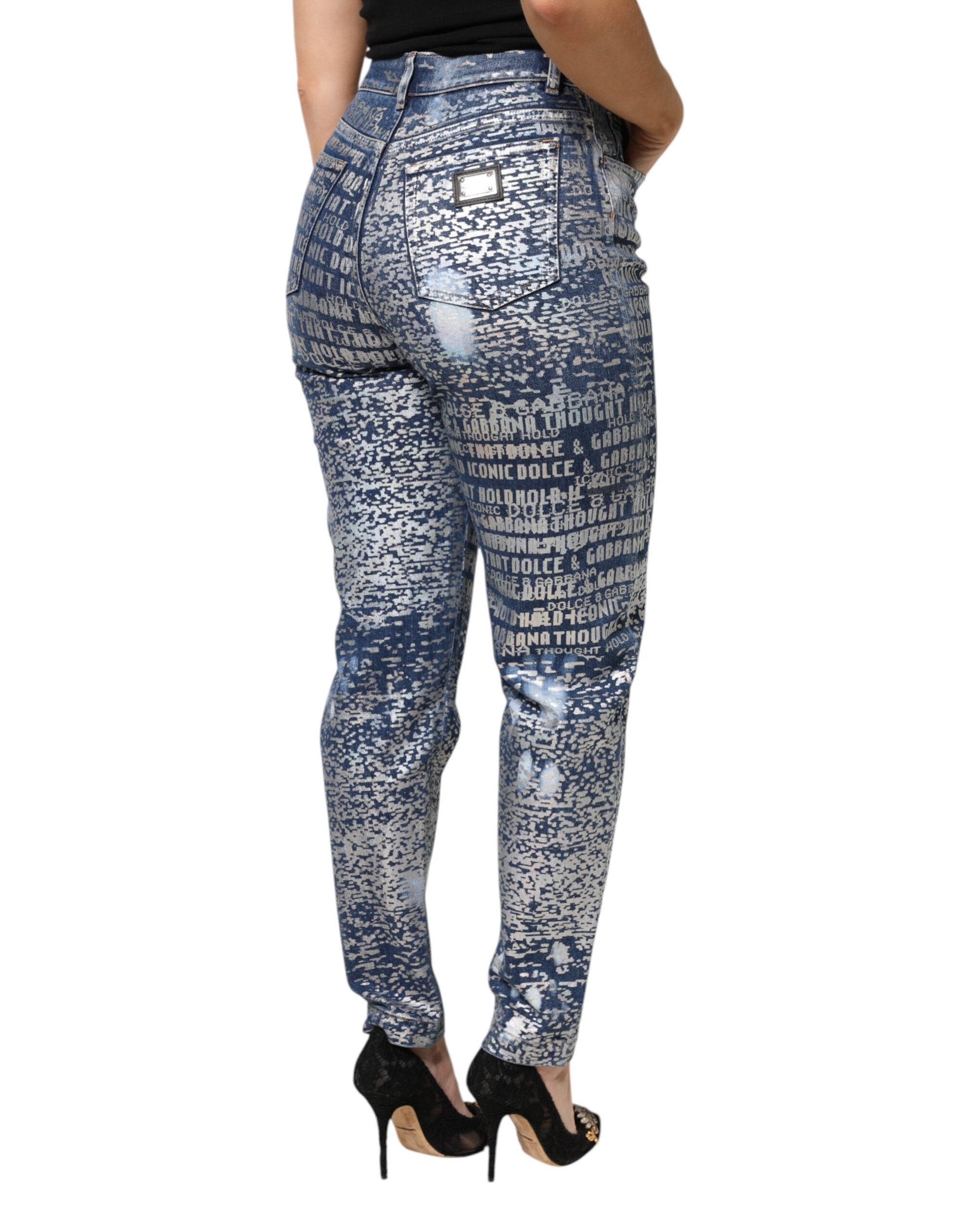 Dolce & Gabbana Blaue, gewaschene Denim-Jeans mit hoher Taille