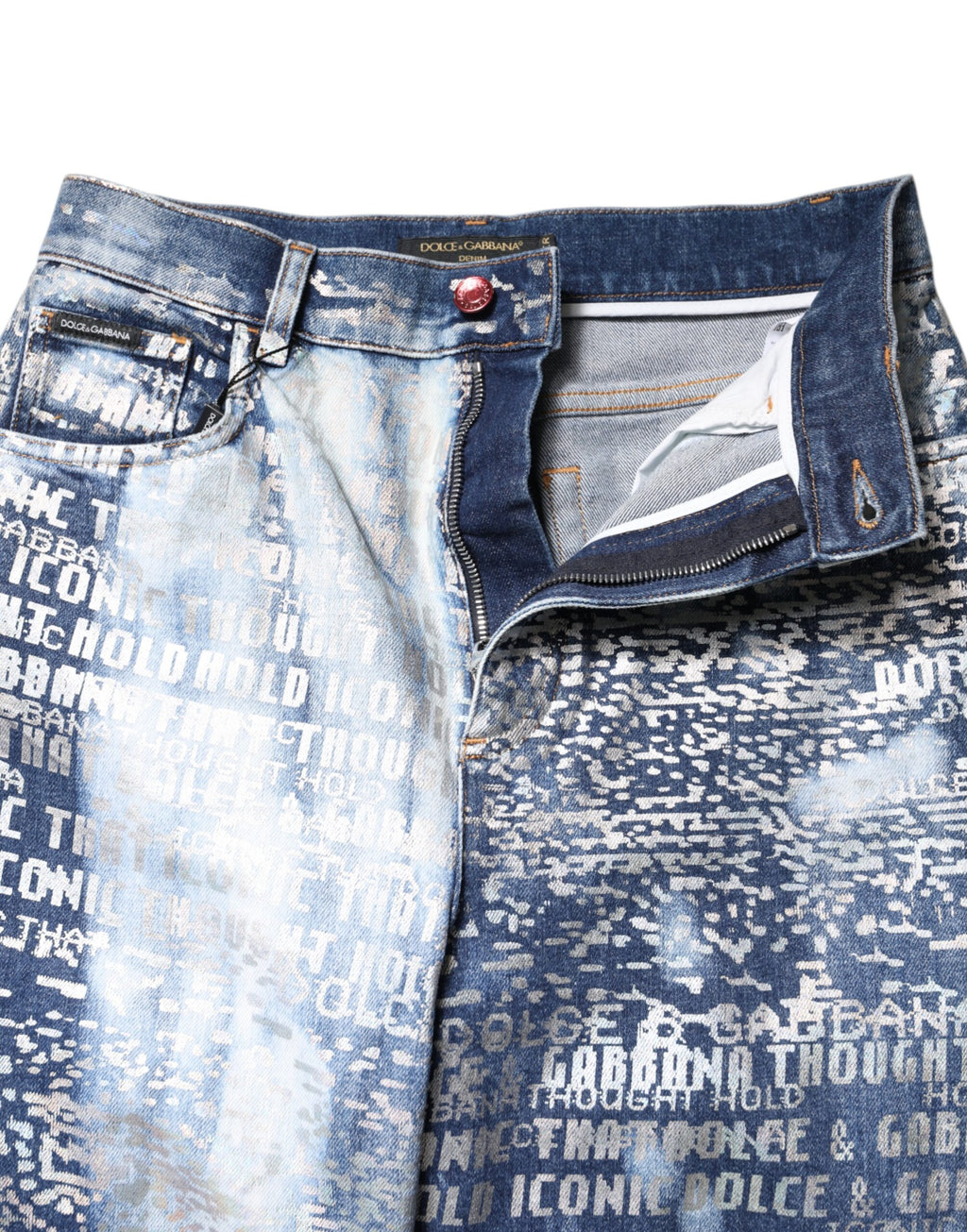 Dolce & Gabbana Blaue, gewaschene Denim-Jeans mit hoher Taille