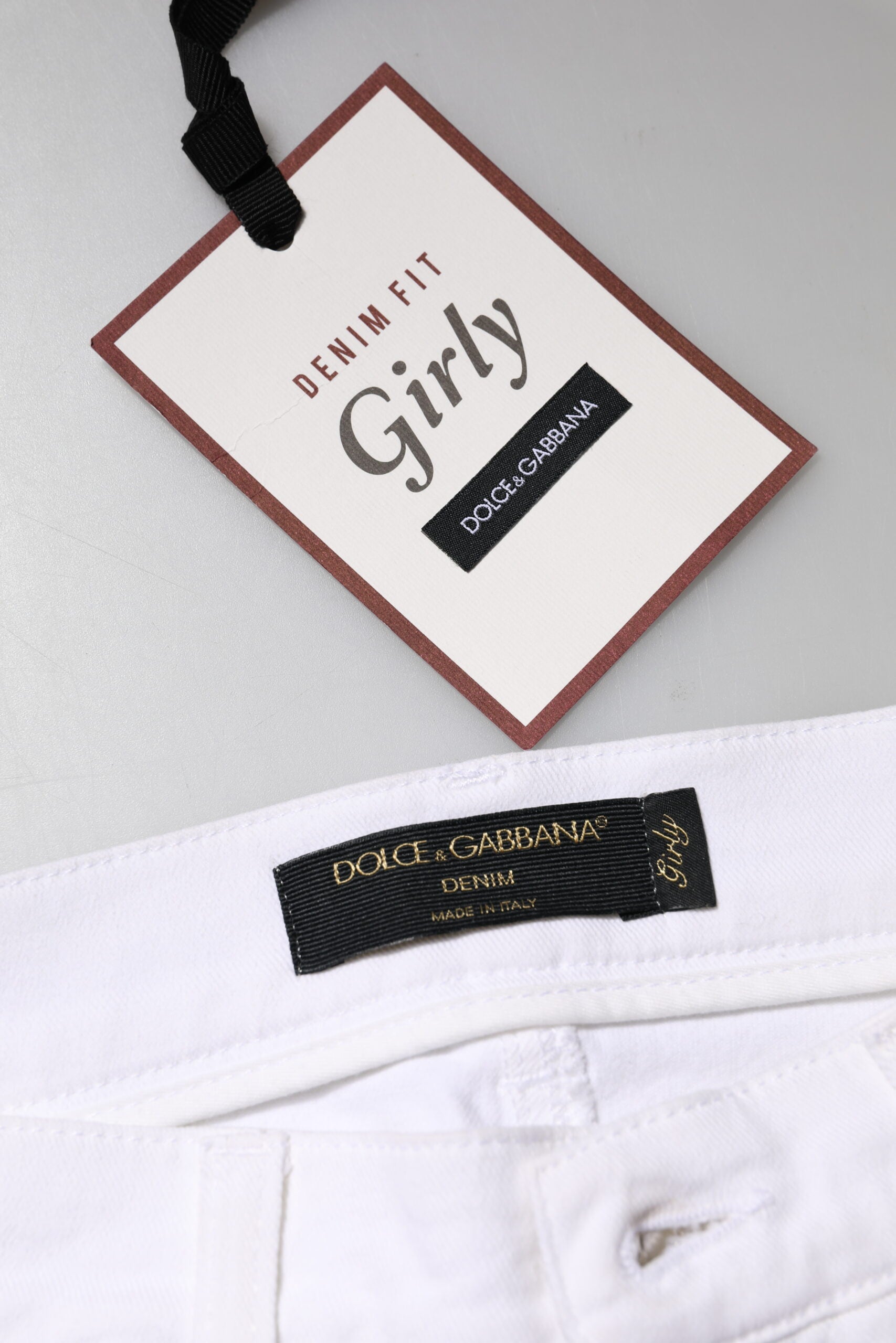 Dolce & Gabbana Weiße GIRLY Denim-Jeans mit Blumen und Pailletten