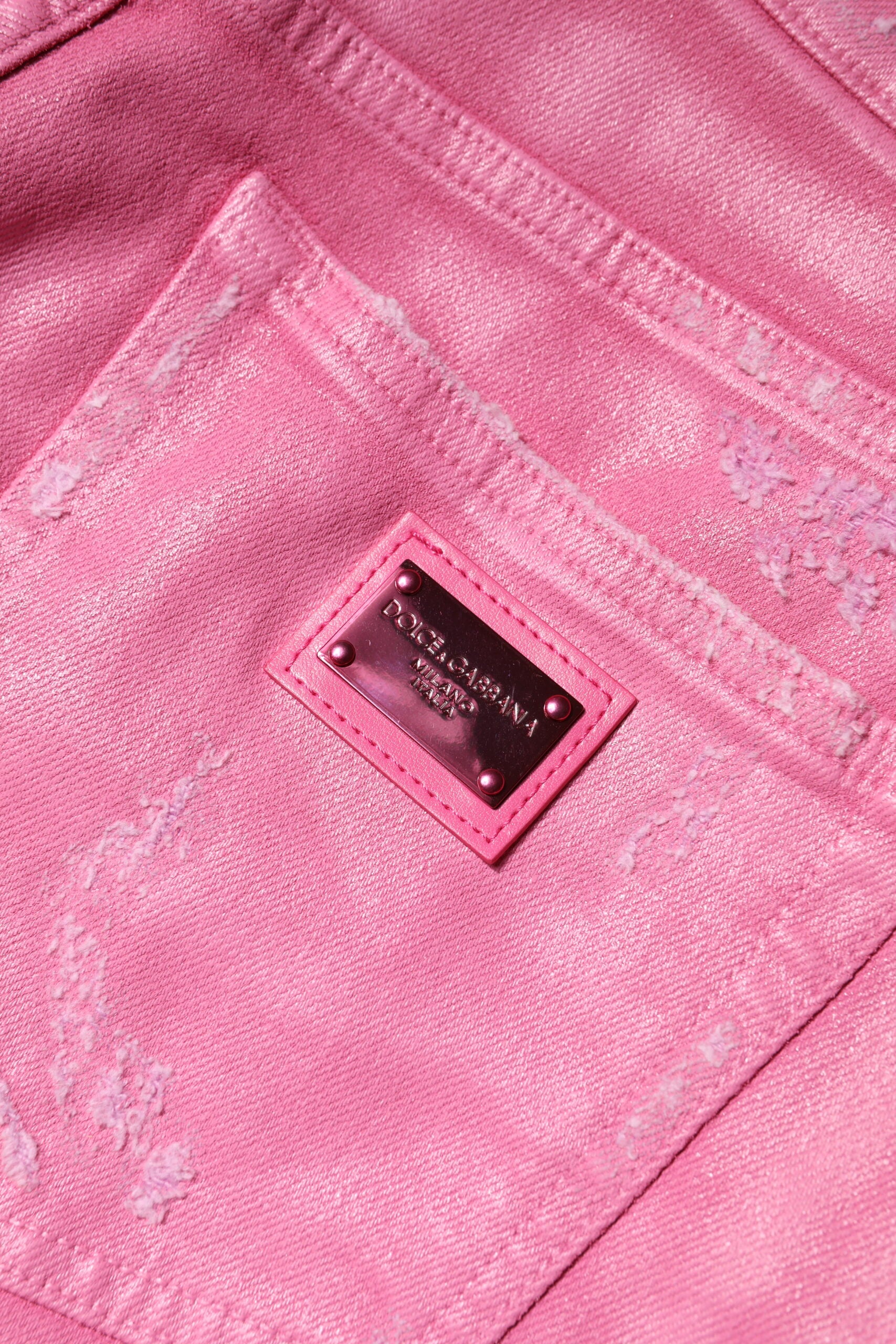 Dolce & Gabbana Rosa zerfledderte Jeans mit mittlerer Taille aus Denim