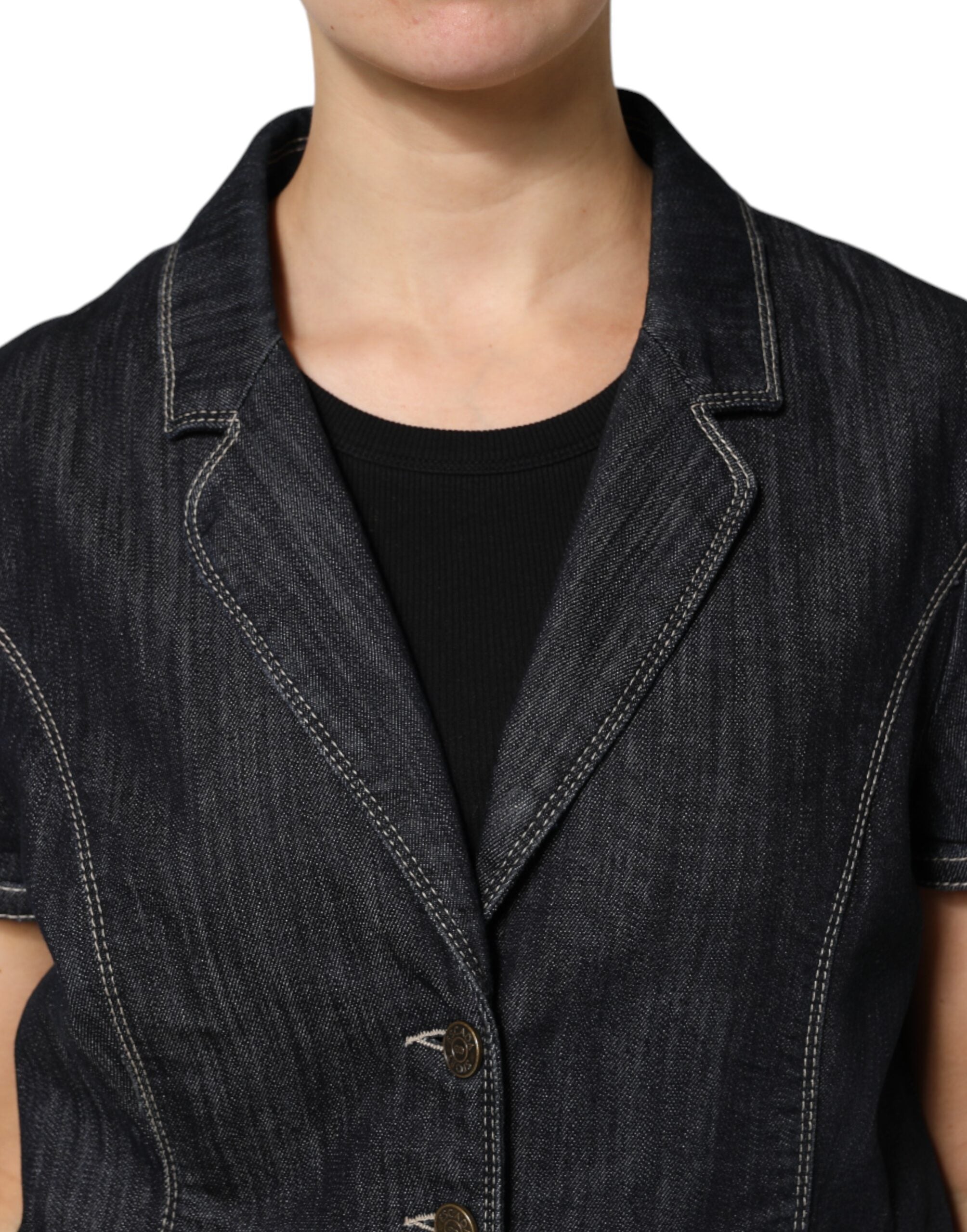 Escada Schwarzes Baumwollmischung Denim Top Rock Casual Set