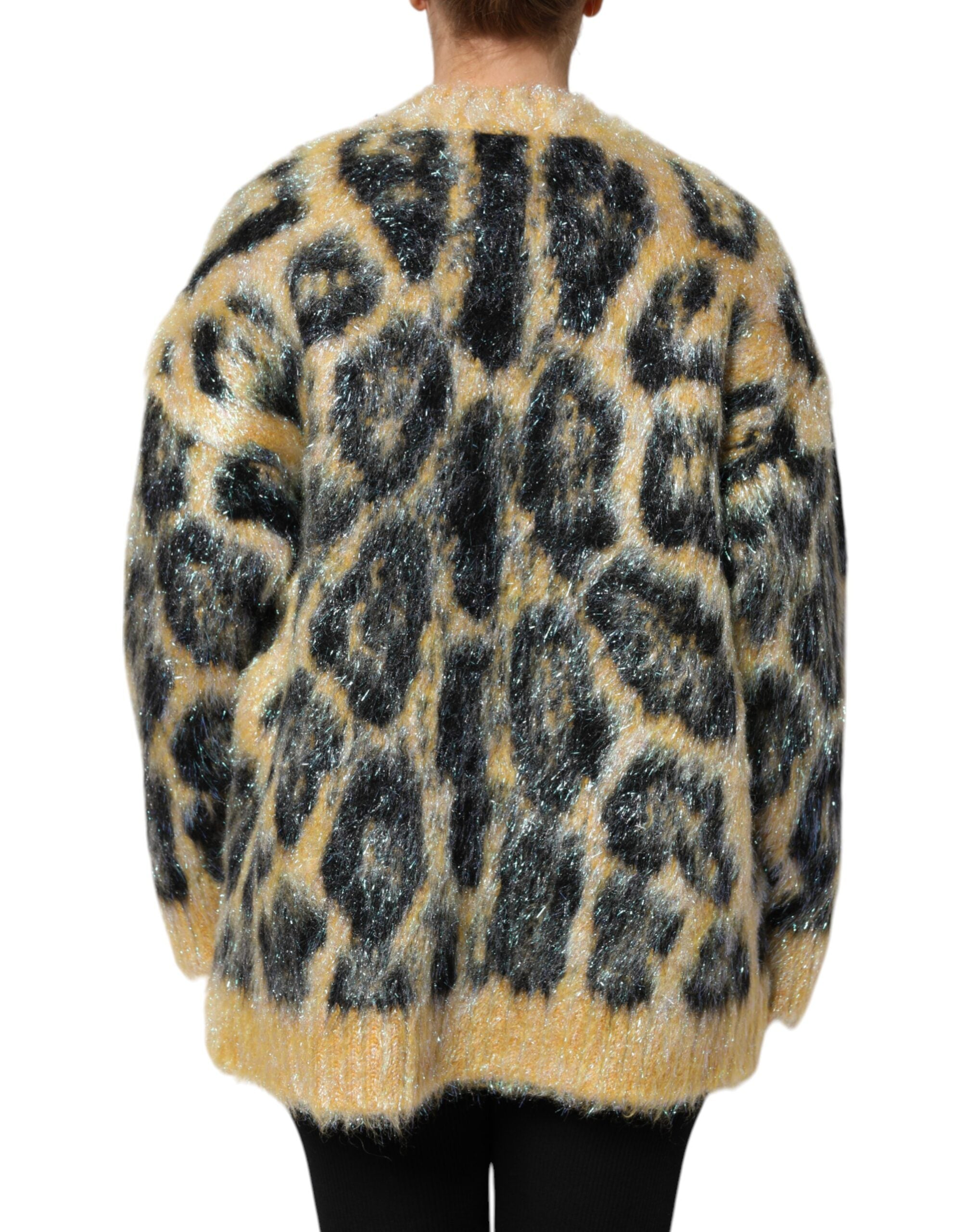 Dolce & Gabbana Multicolor Leopard Mohair Rundhalspullover