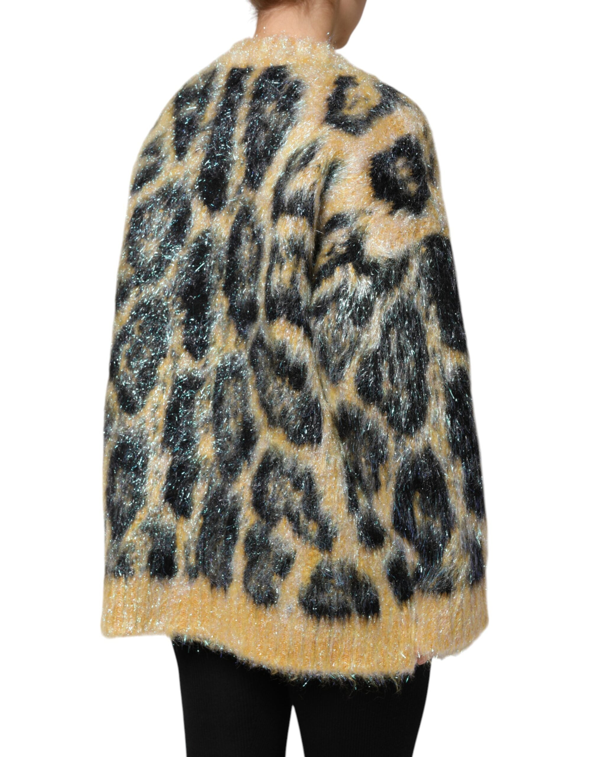 Dolce & Gabbana Multicolor Leopard Mohair Rundhalspullover