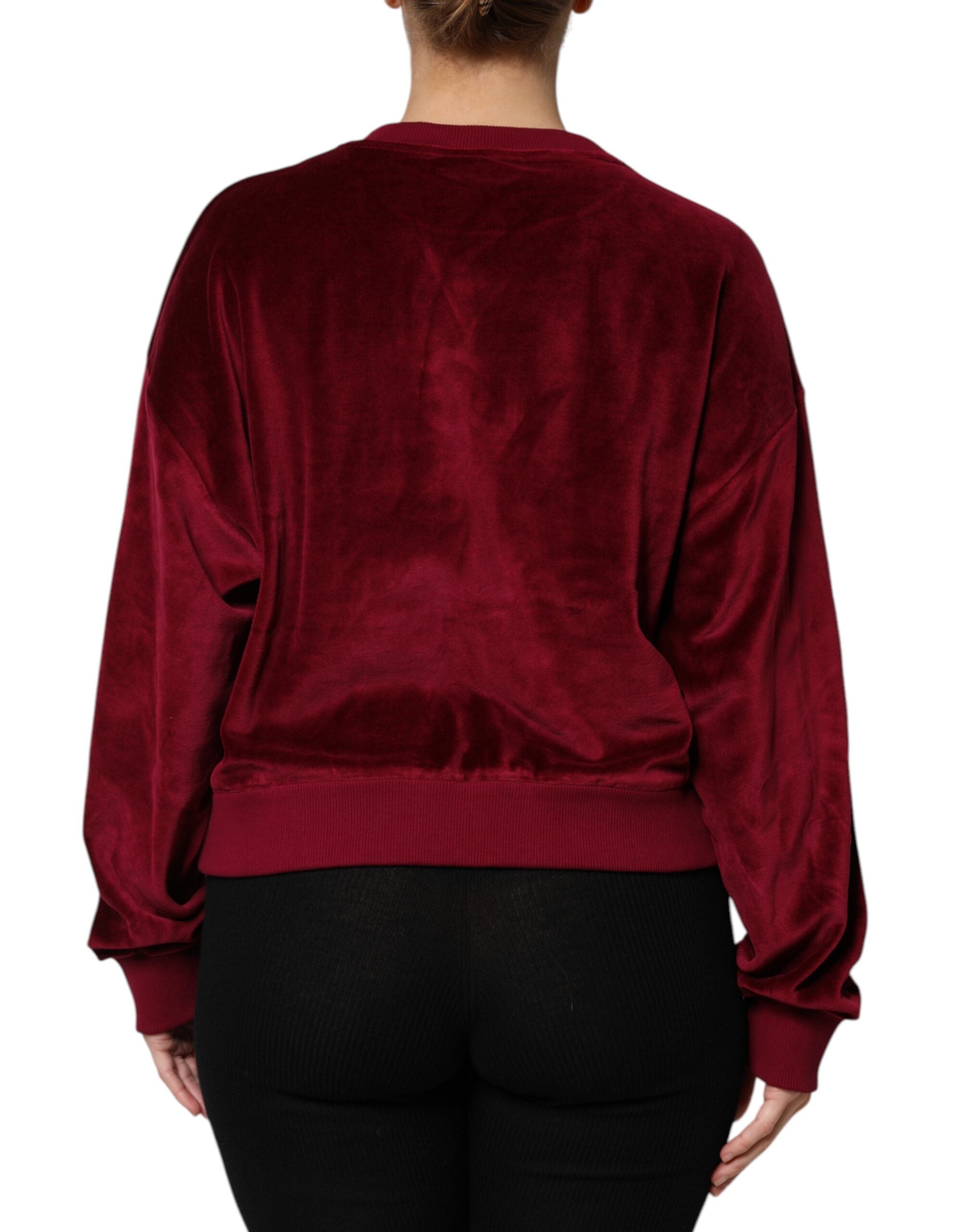 Dolce & Gabbana Roter Baumwollsamt-Pullover mit Rundhalsausschnitt