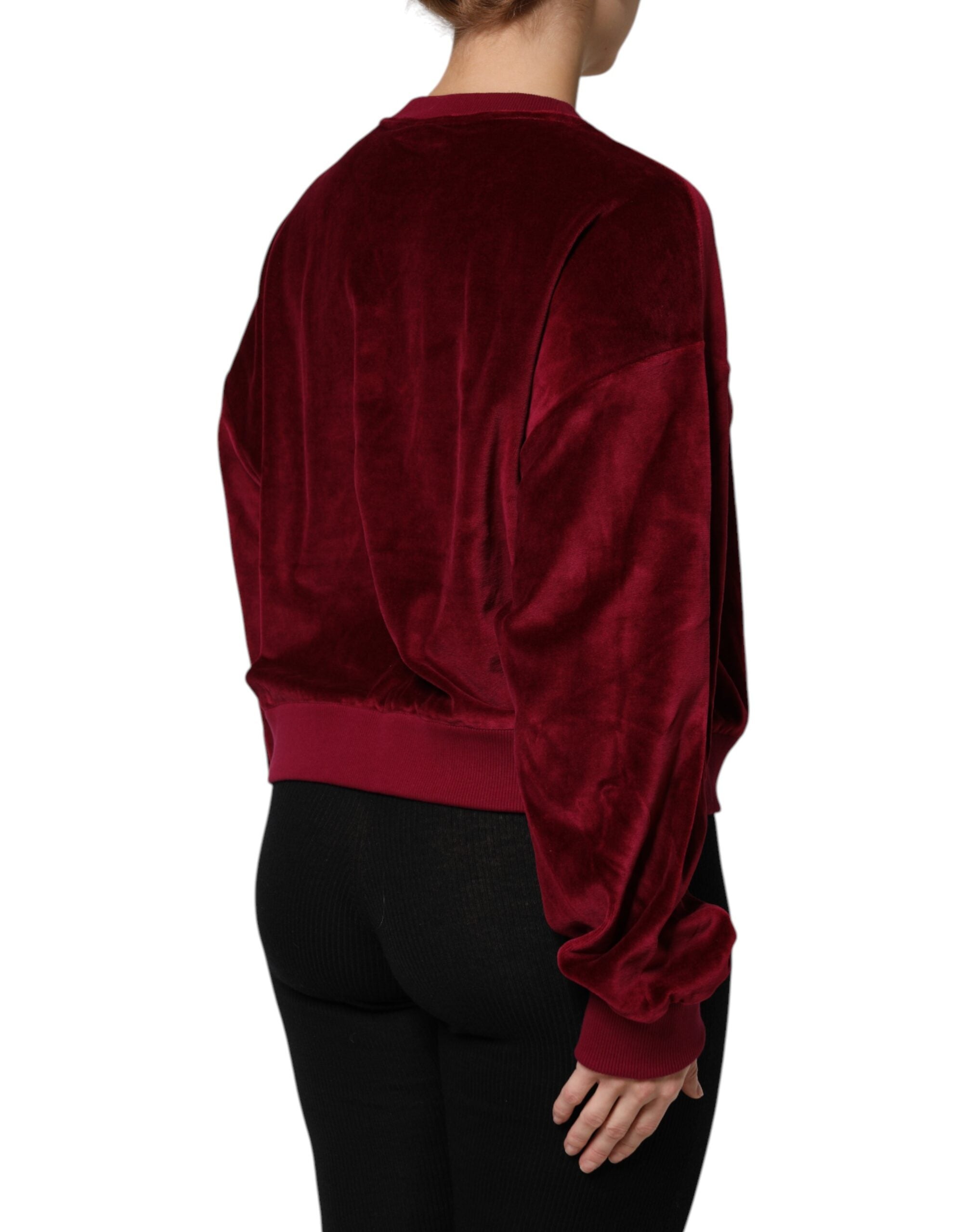 Dolce & Gabbana Roter Baumwollsamt-Pullover mit Rundhalsausschnitt