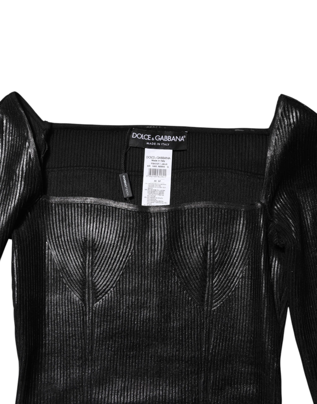 Dolce & Gabbana Schwarzes langärmeliges Blusentop aus Viskose
