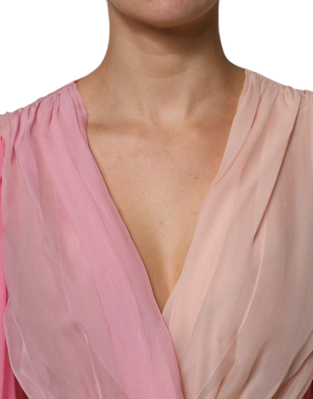 Dolce & Gabbana Roze Blouse Top met Diepe V-hals en Lange Mouwen
