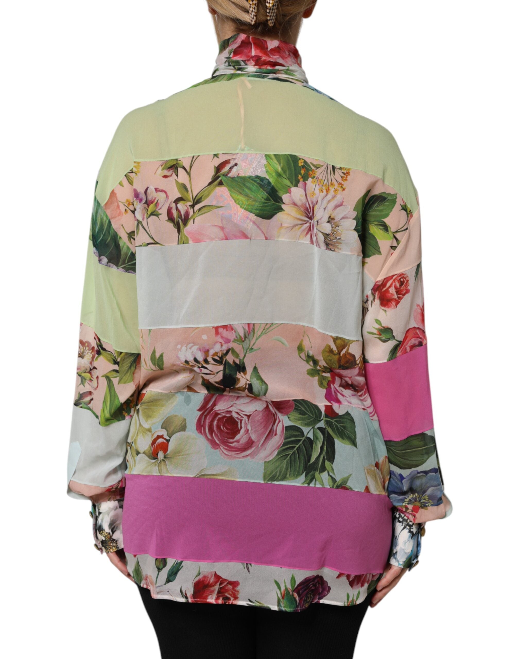 Dolce & Gabbana Multicolor Floral Patchwork Langarmshirt