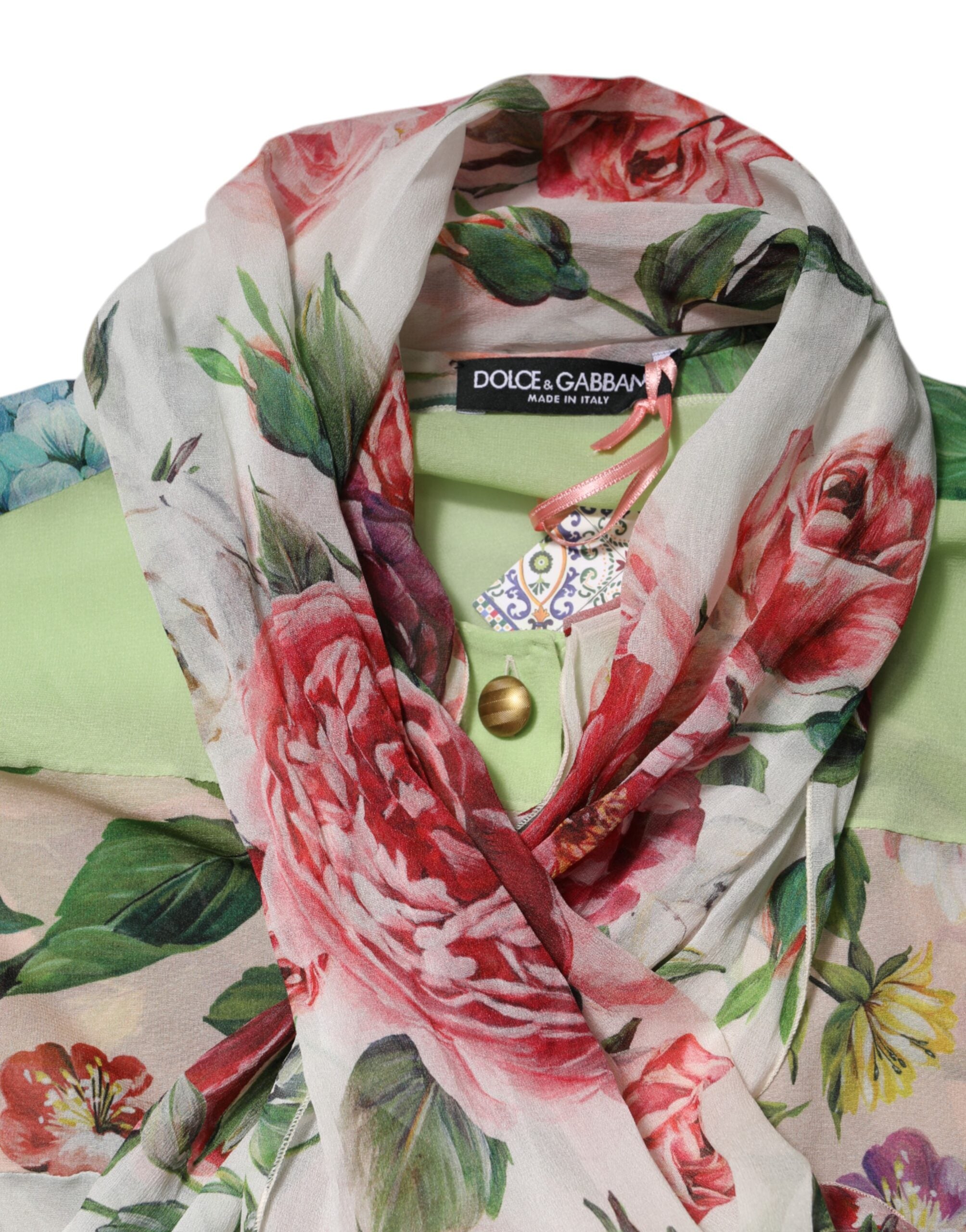 Dolce & Gabbana Multicolor Floral Patchwork Langarmshirt