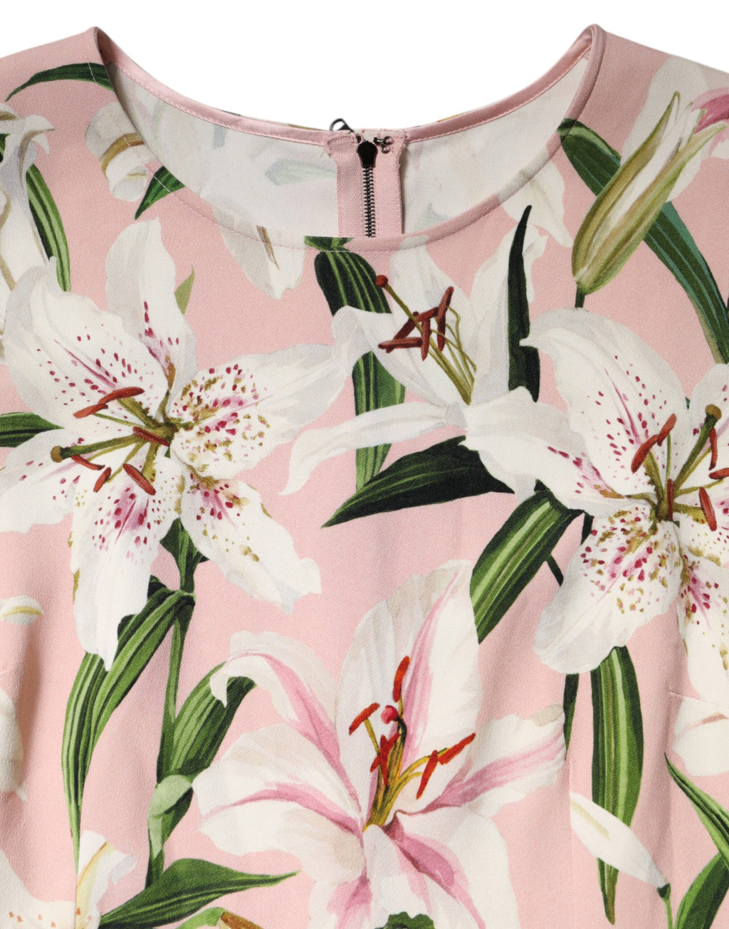 Dolce & Gabbana Rosa Lily Print Viskose Rundhalsausschnitt Bluse Top