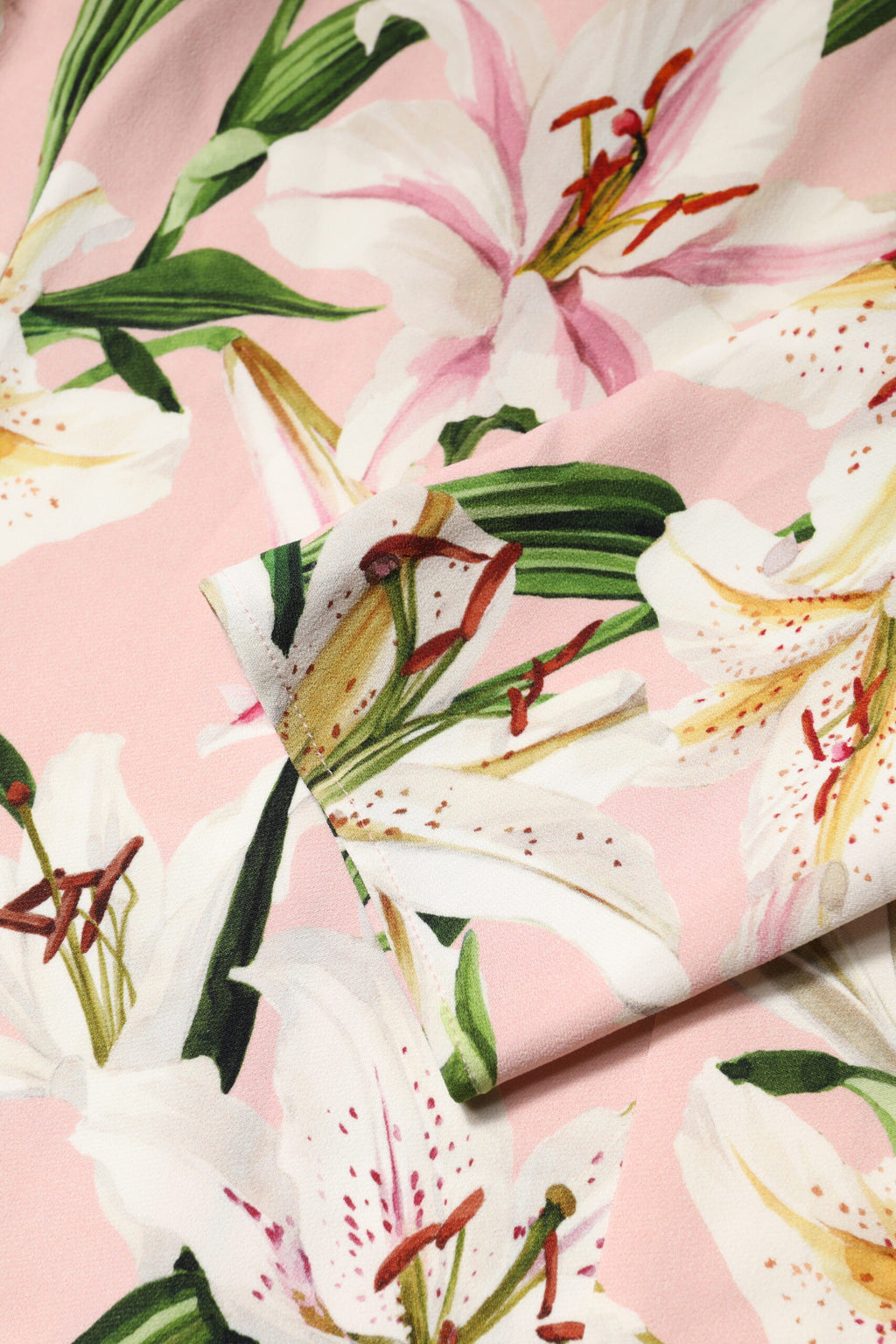 Dolce & Gabbana Rosa Lily Print Viskose Rundhalsausschnitt Bluse Top