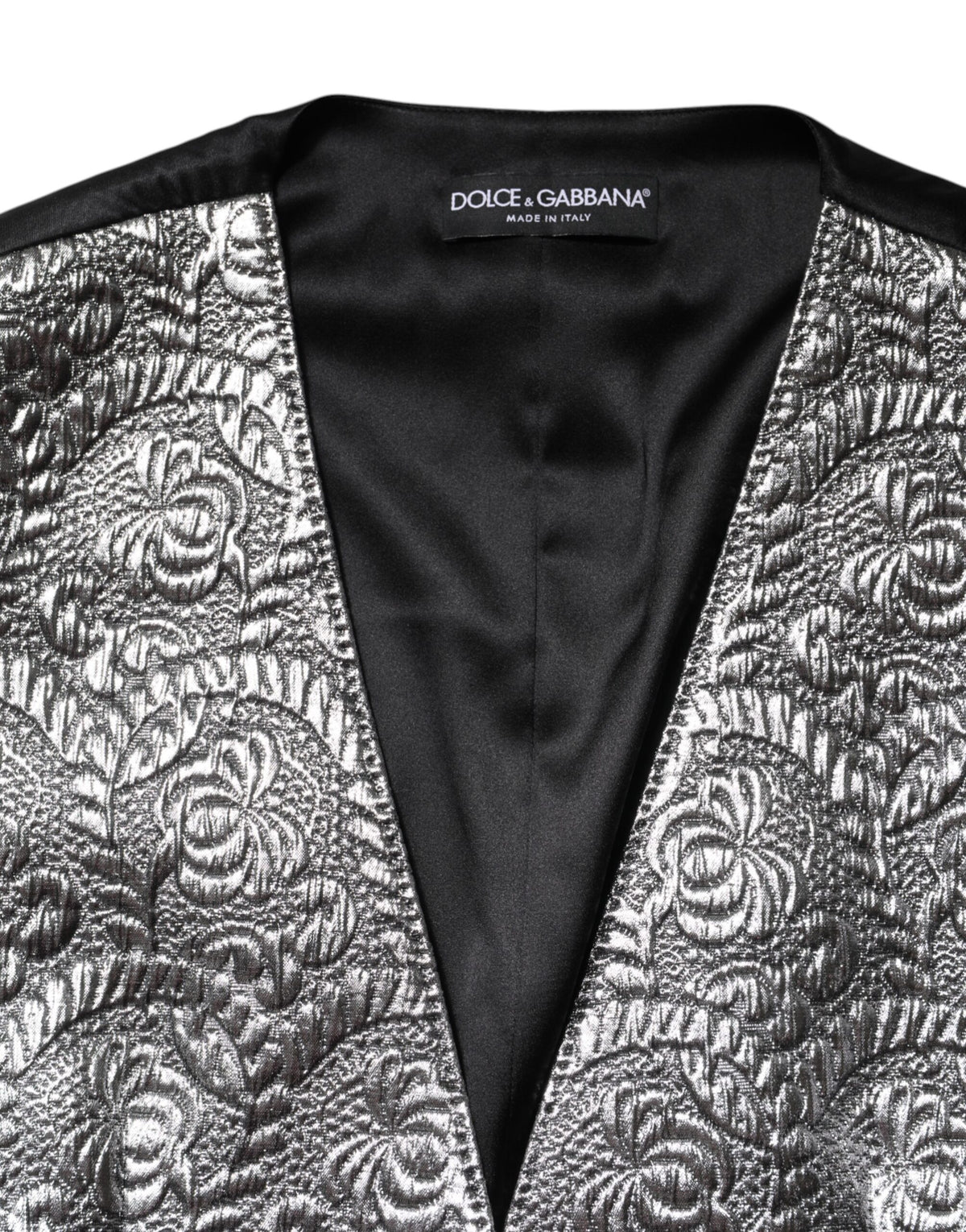Dolce & Gabbana Zilveren bloemenjacquard mouwloze vesttop