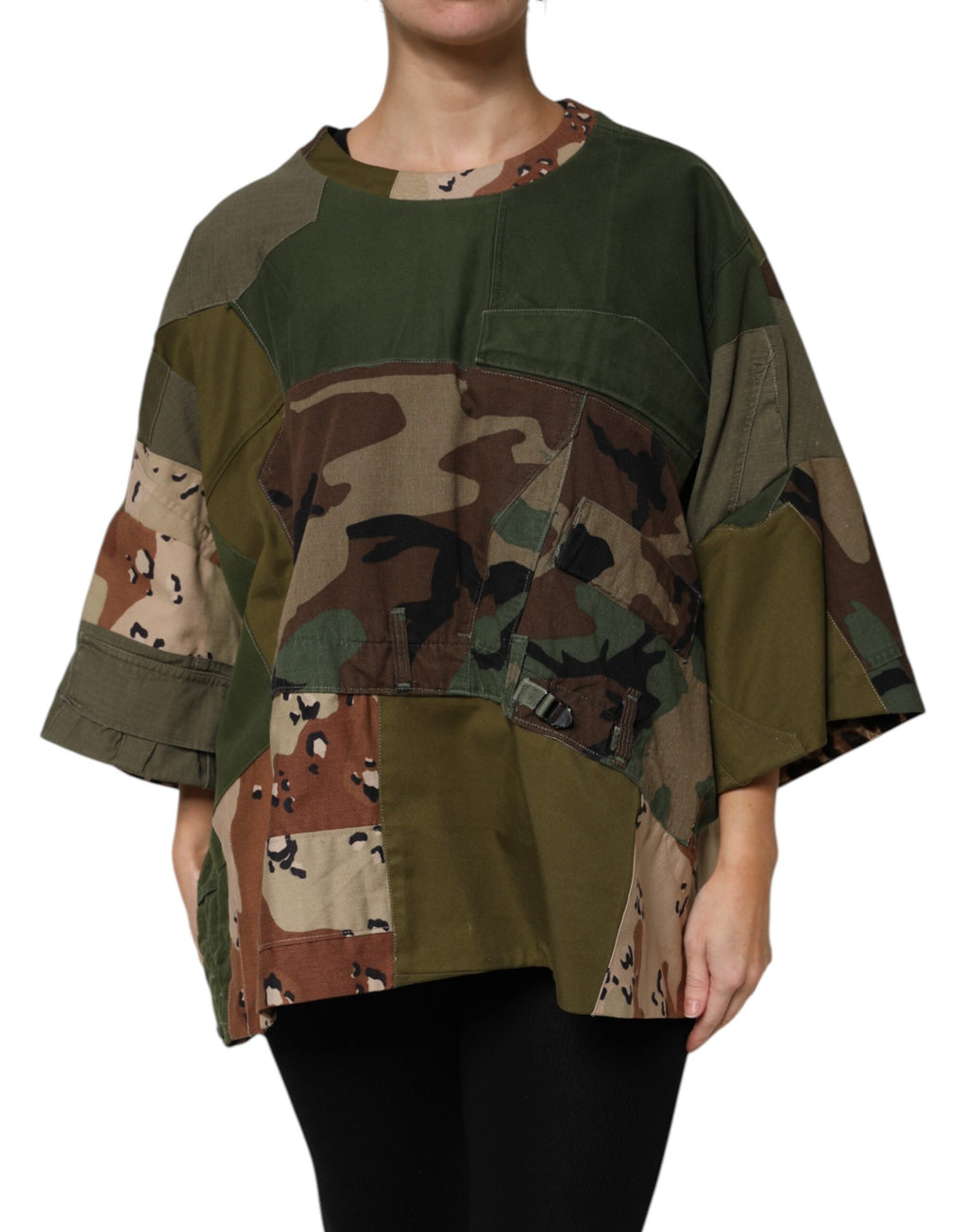 Dolce & Gabbana Mehrfarbiges Camouflage-T-Shirt in Übergröße
