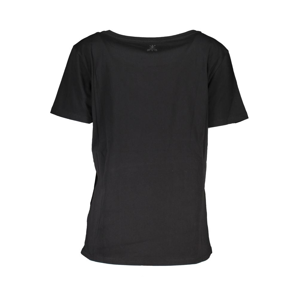 Patrizia Pepe Schwarzes Baumwoll-T-Shirt für Frauen