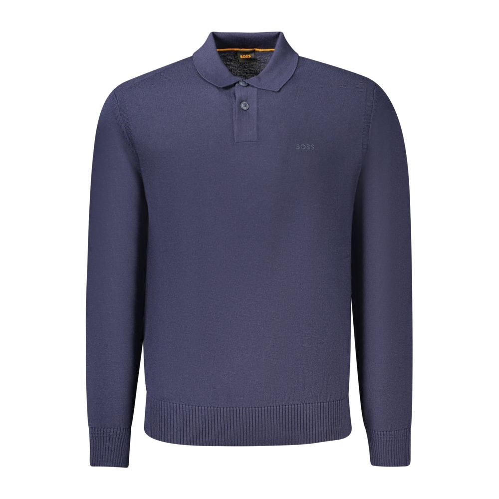 Hugo Boss Herrenpullover aus blauer Wolle