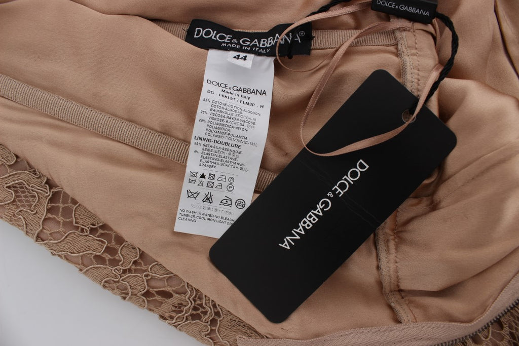 Dolce & Gabbana Rosa geblümte Spitze in voller Länge Etuikleid