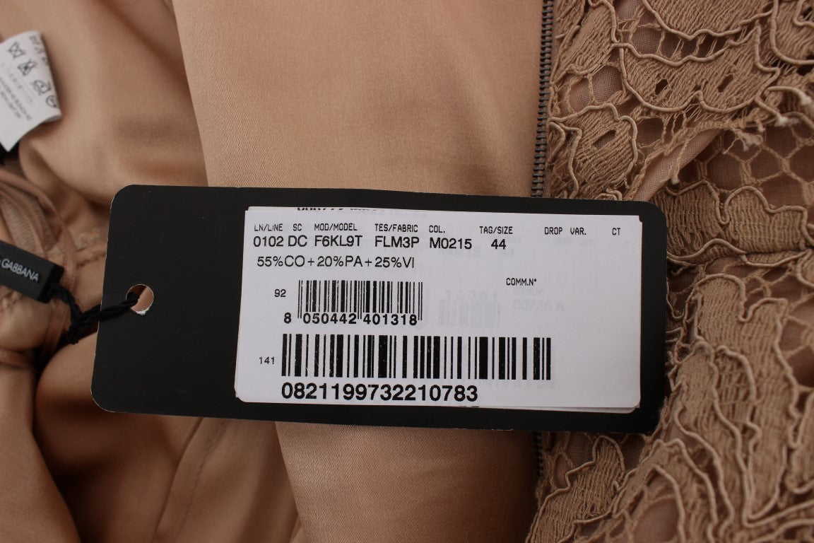 Dolce & Gabbana Rosa geblümte Spitze in voller Länge Etuikleid