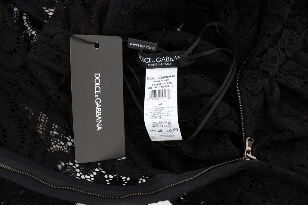 Dolce & Gabbana Schwarzes Ricamo Maxikleid in voller Länge gestrickt