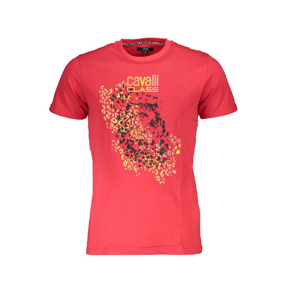 Cavalli Class Rotes Baumwolle Männer T-Shirt