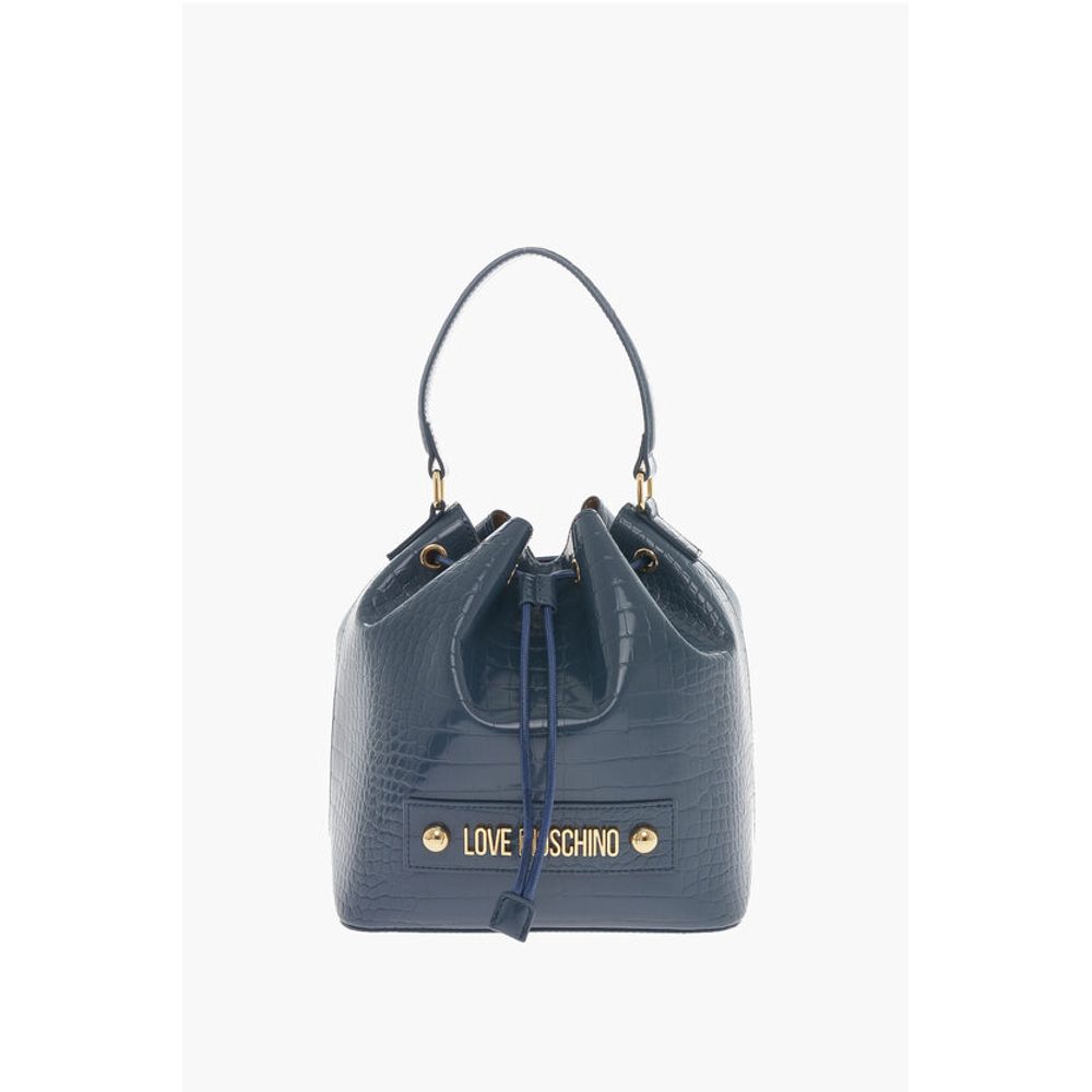 Moschino LOVE Bucket Bag aus Kunstleder mit Krokodileffekt und Prägung