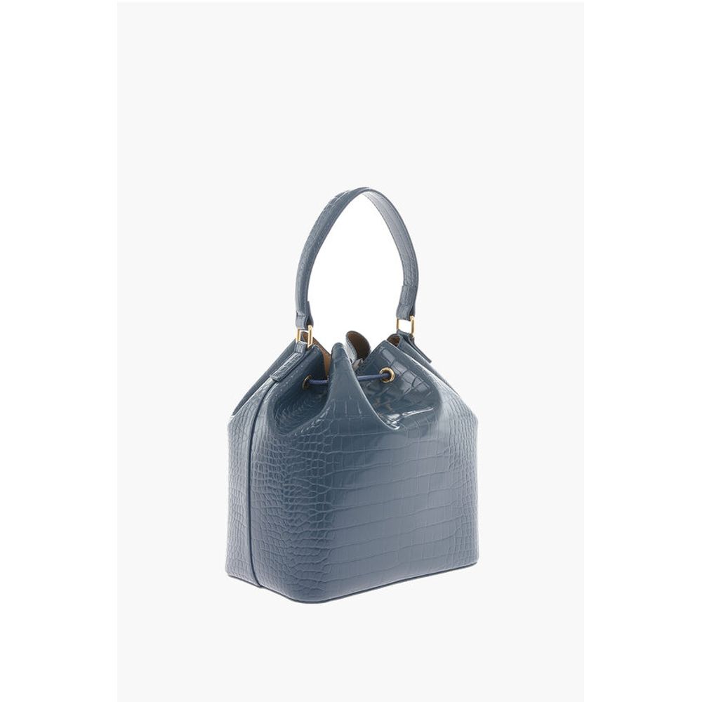 Moschino LOVE Bucket Bag aus Kunstleder mit Krokodileffekt und Prägung
