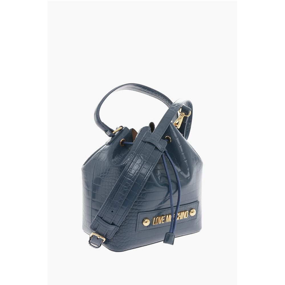 Moschino LOVE Bucket Bag aus Kunstleder mit Krokodileffekt und Prägung