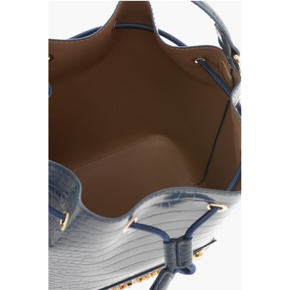 Moschino LOVE Bucket Bag aus Kunstleder mit Krokodileffekt und Prägung