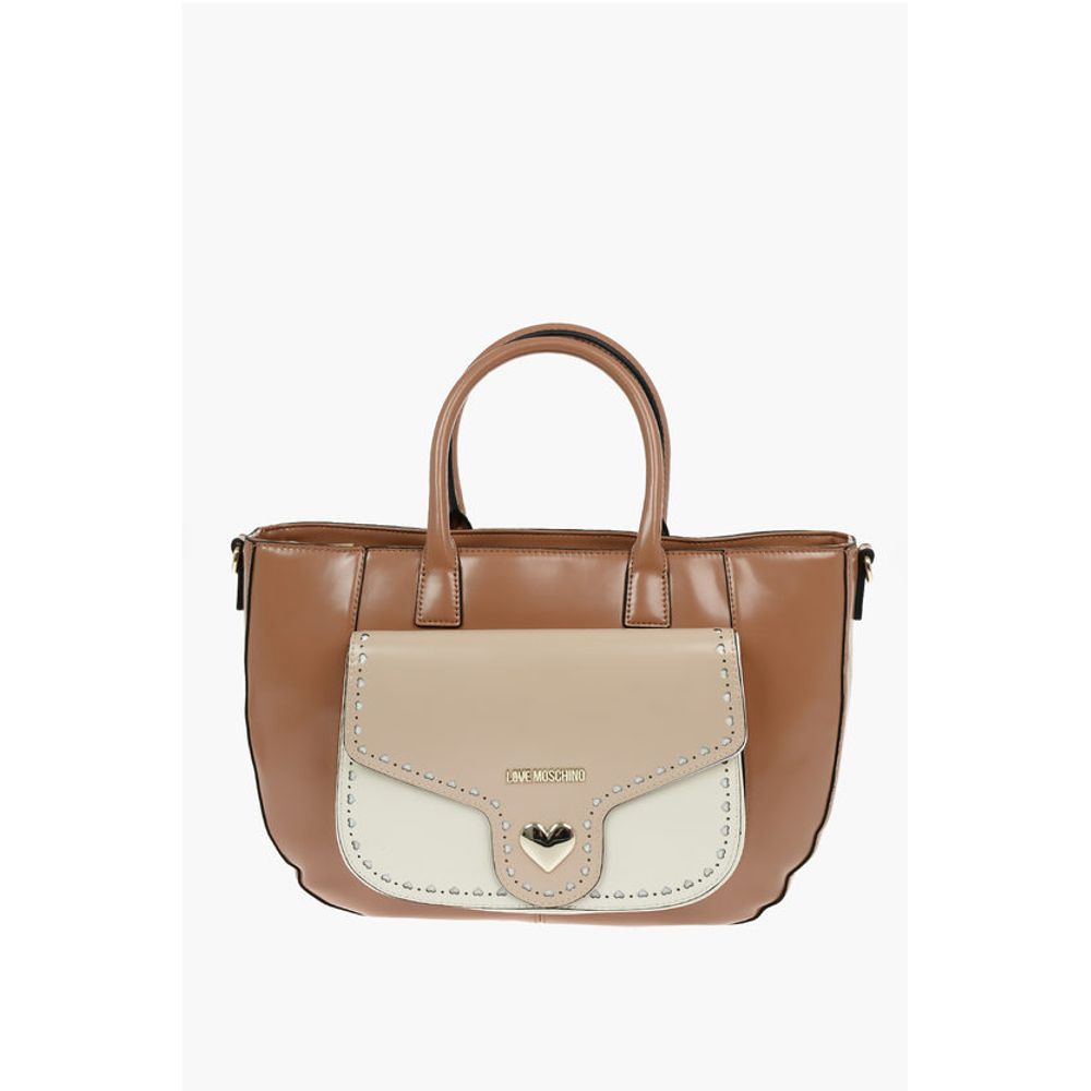 Moschino LOVE Abnehmbarer Schulterriemen Kunstleder Tote Bag