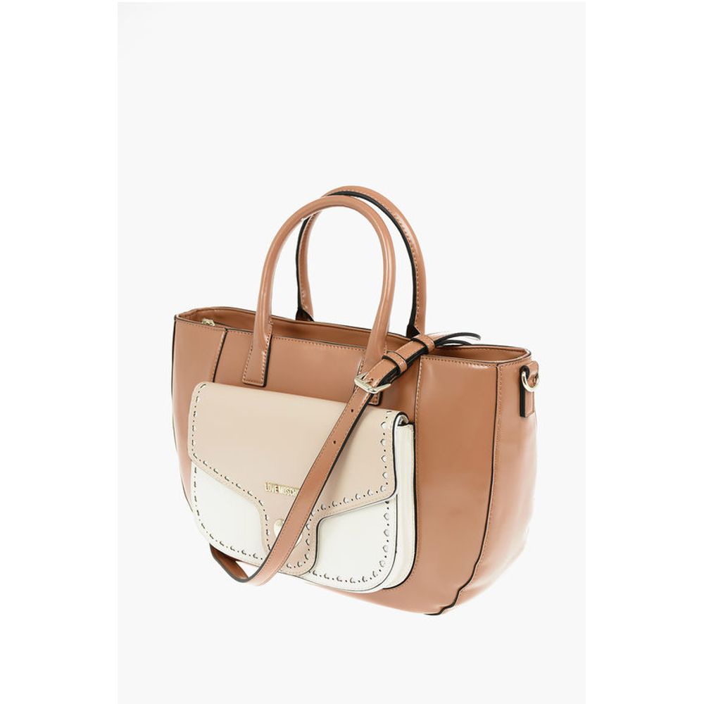 Moschino LOVE Abnehmbarer Schulterriemen Kunstleder Tote Bag