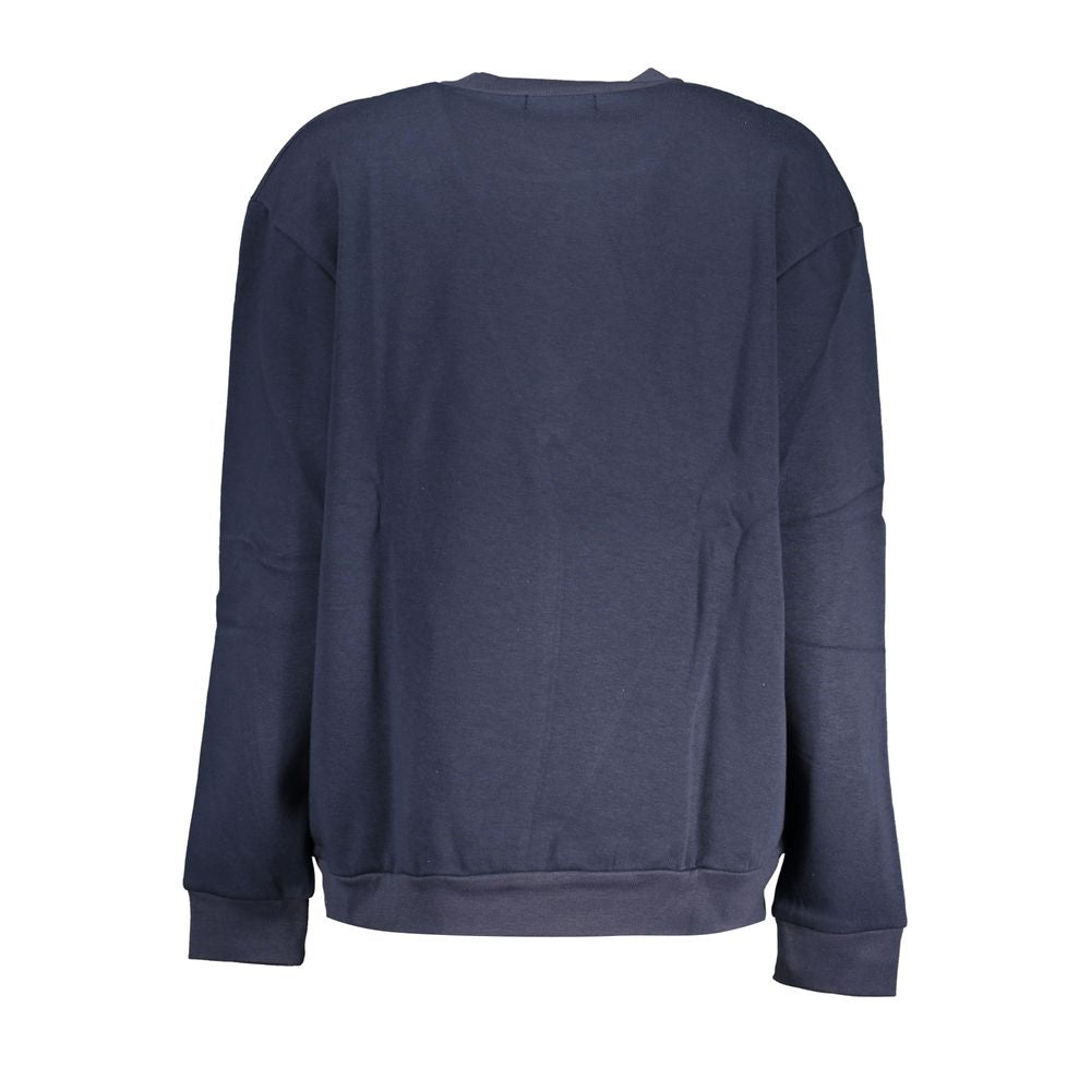 Cavalli Class Schickes blau besticktes Fleece-Sweatshirt