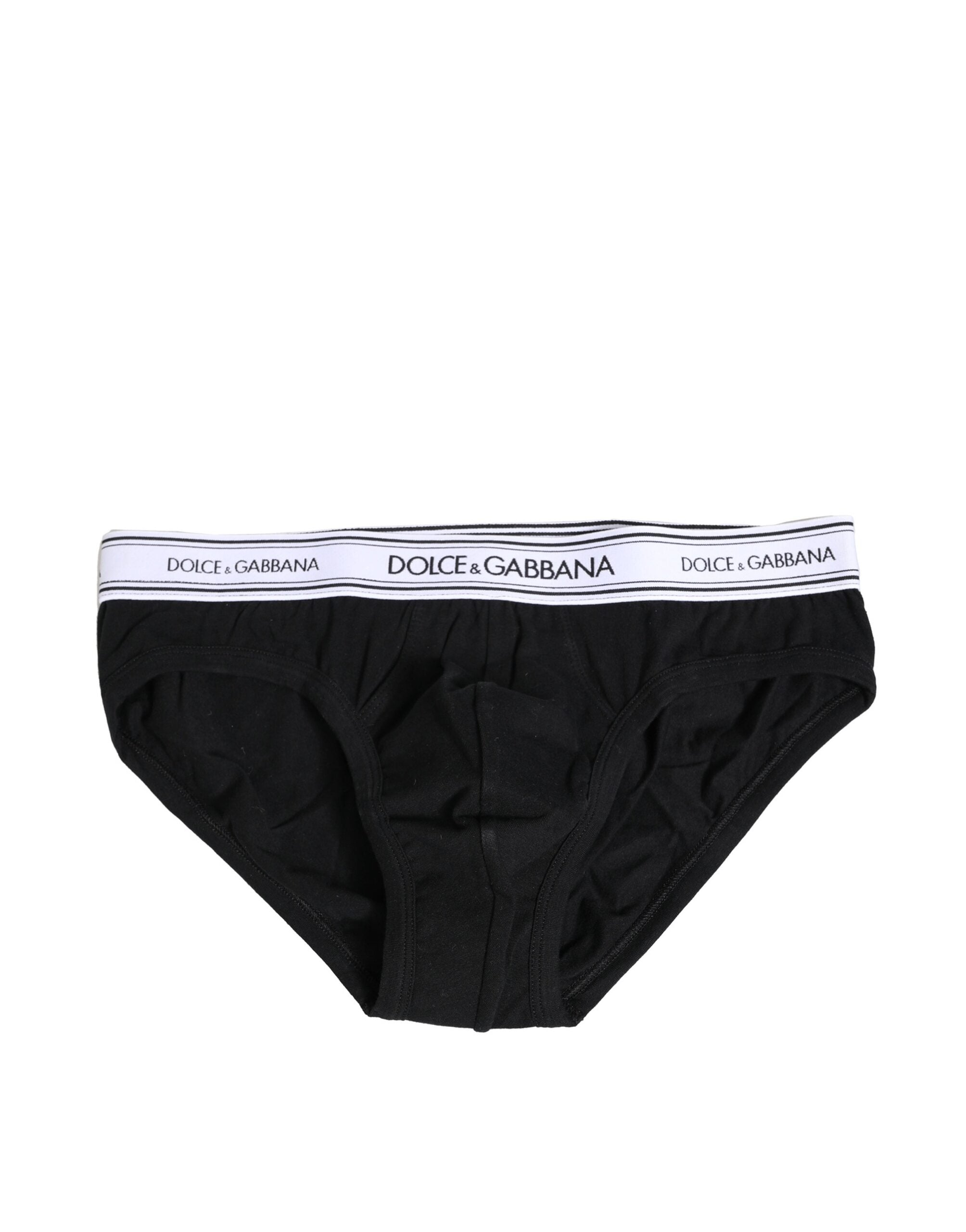 Dolce & Gabbana Schwarzer Cotton Stretch Regular Slip Unterwäsche