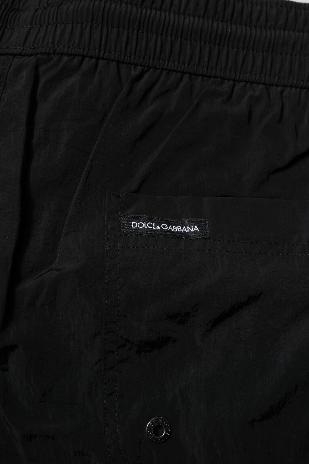 Dolce & Gabbana Schwarze Polyester Strandbekleidung Herren Shorts Bademode