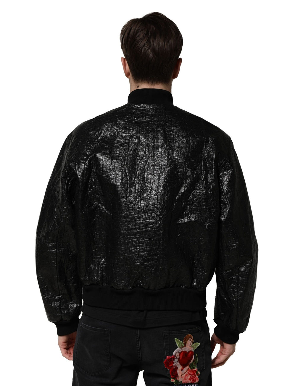 Dolce & Gabbana Schwarze Logo-Plakette Bomberjacke mit Reißverschluss