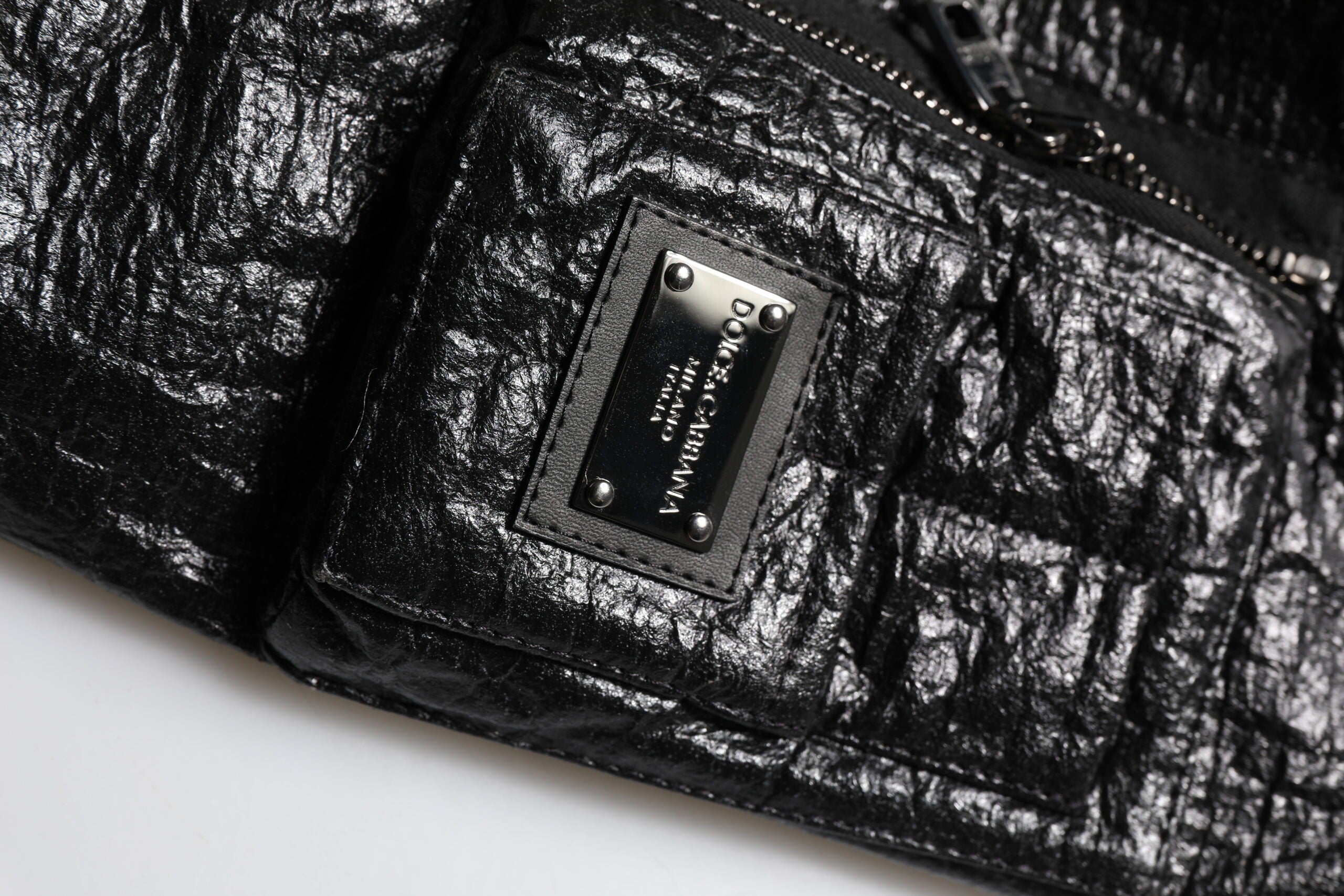 Dolce & Gabbana Schwarze Logo-Plakette Bomberjacke mit Reißverschluss