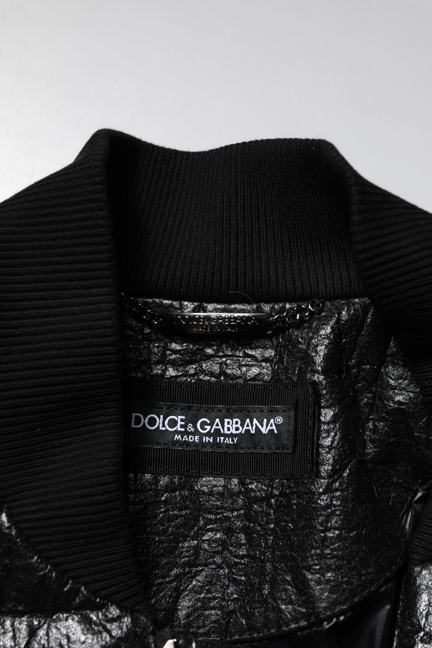 Dolce & Gabbana Schwarze Logo-Plakette Bomberjacke mit Reißverschluss