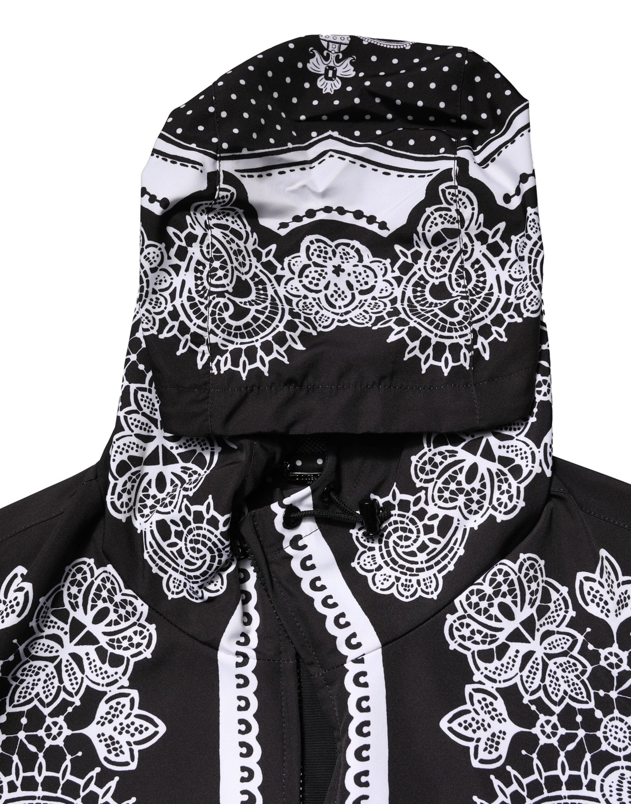 Dolce & Gabbana Schwarze Bandana Print Bomberjacke mit Kapuze